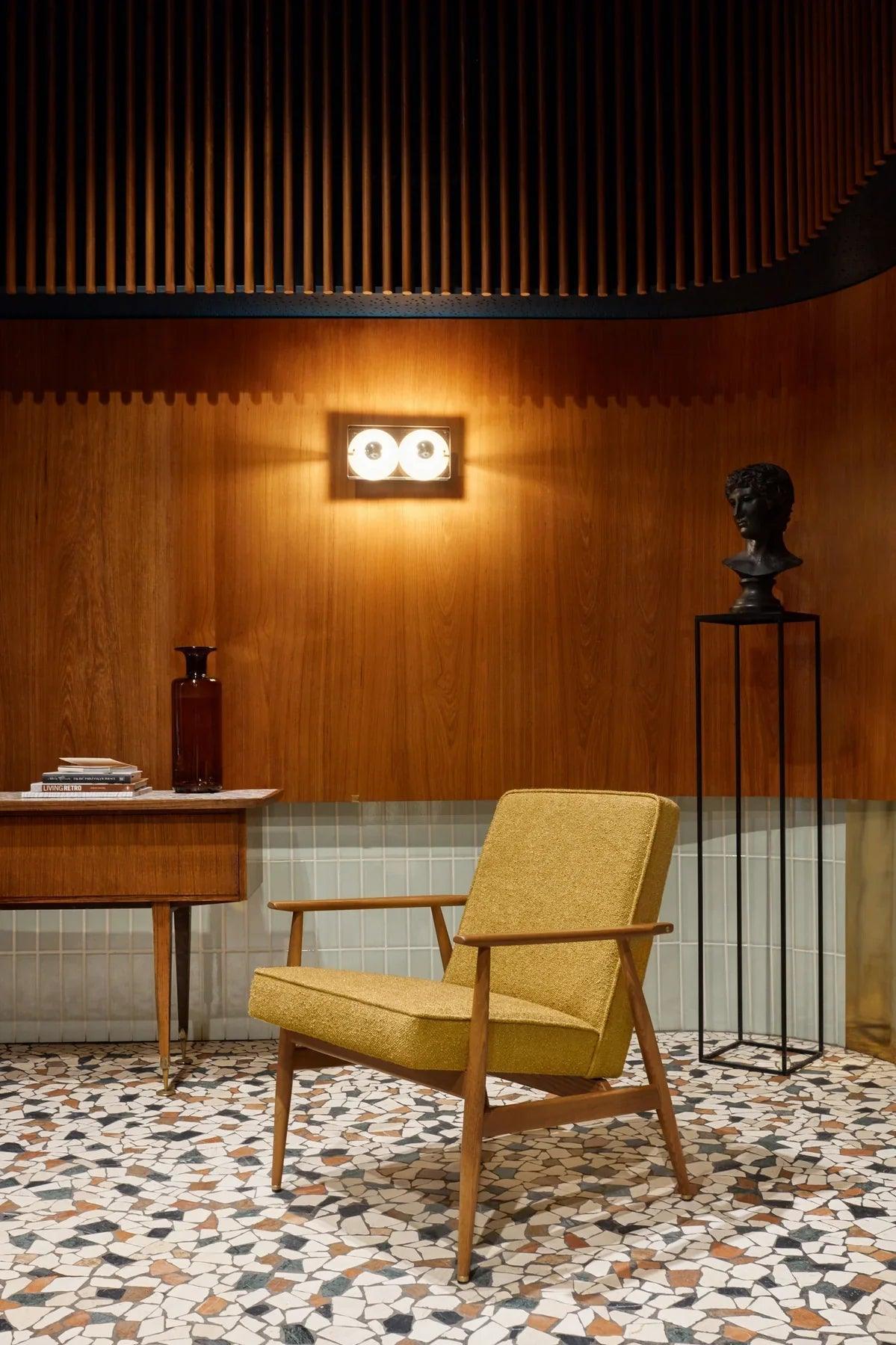 Fotel FOX żółty w tkaninie Coco Mustard 366 concept Eye on Design