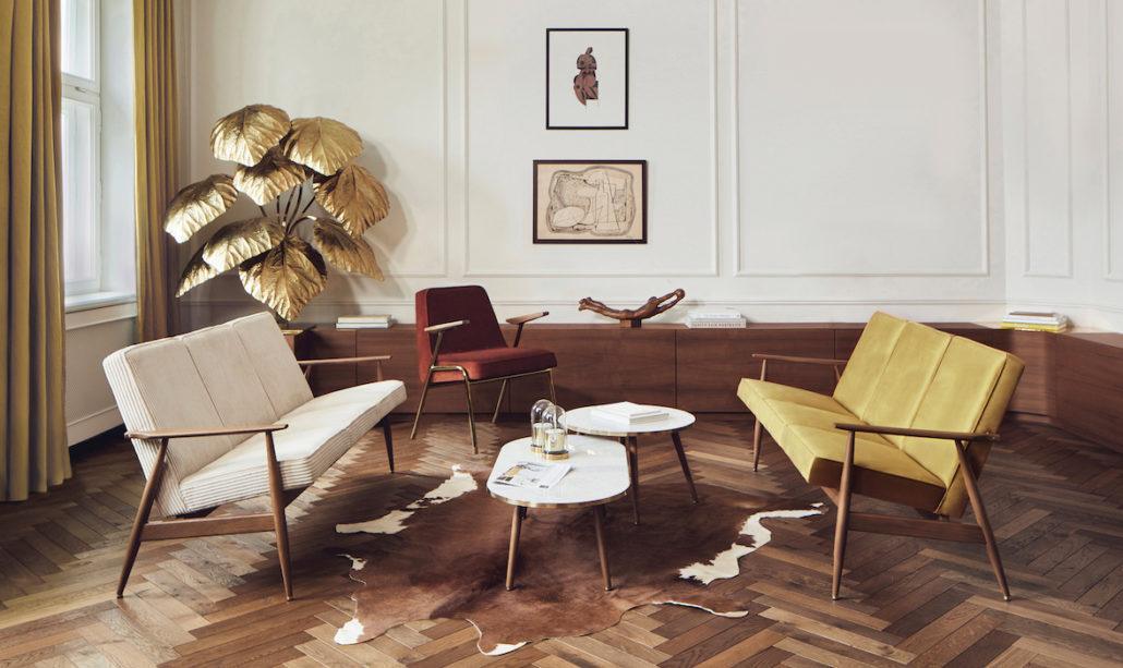 Fotel FOX żółty w tkaninie Coco Mustard 366 concept Eye on Design
