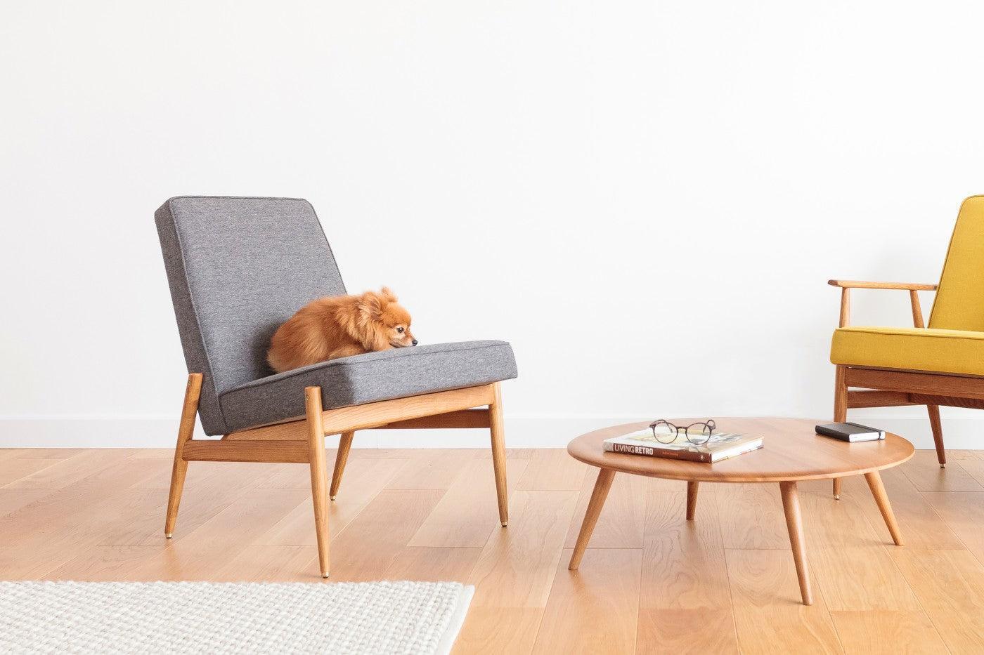 Fotel klubowy FOX żółty w tkaninie Boucle Mustard 366 concept Eye on Design