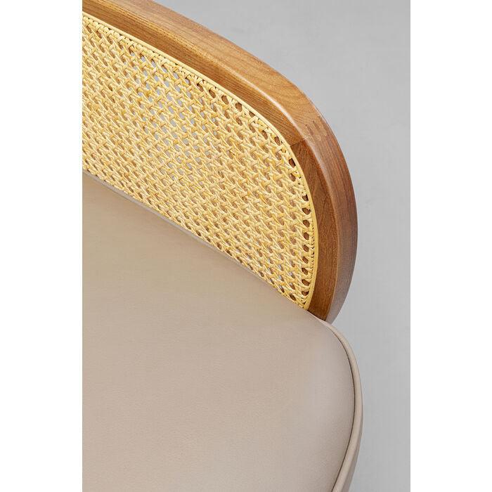 Bahia Taupe leather armchair with rattan