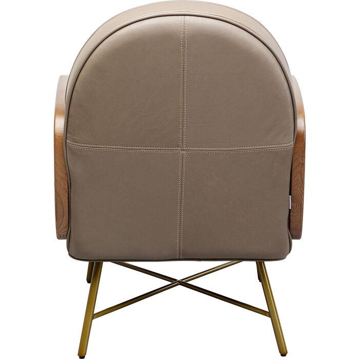 Bahia Taupe leather armchair with rattan