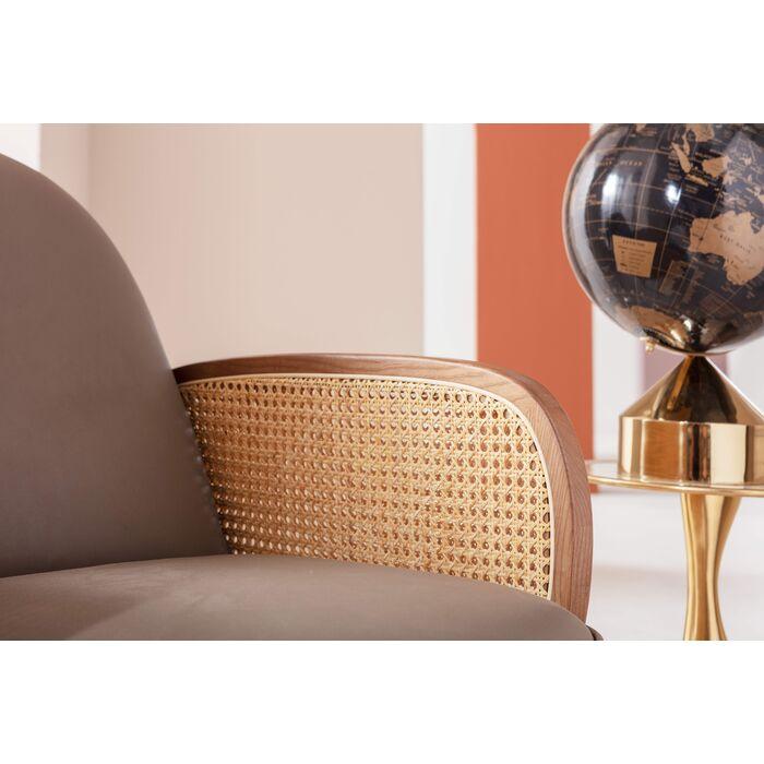 Bahia Taupe leather armchair with rattan