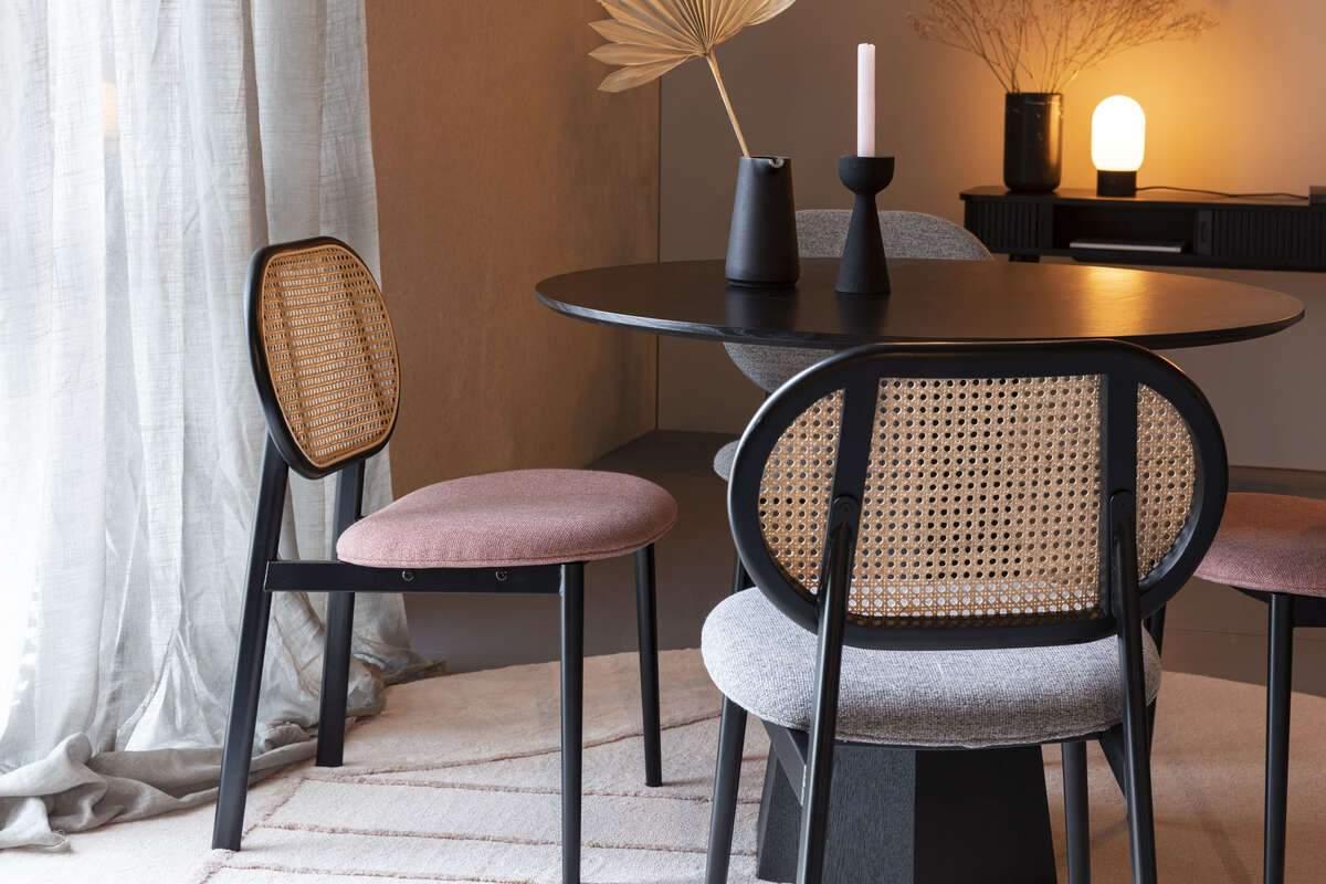 Fotel SPIKE różowy z rattanowym oparciem Zuiver Eye on Design