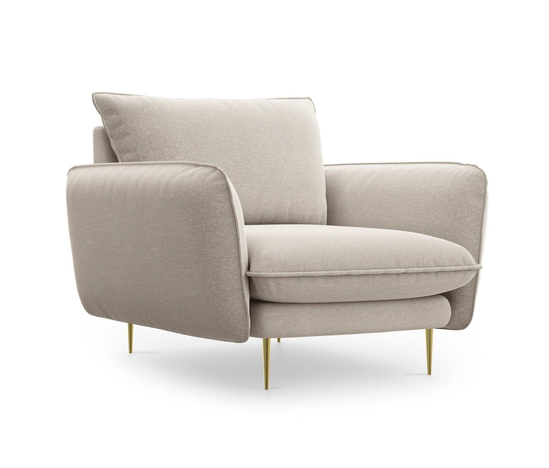 Fotel VIENNA piaskowy ze złotą podstawą Cosmopolitan Design Eye on Design