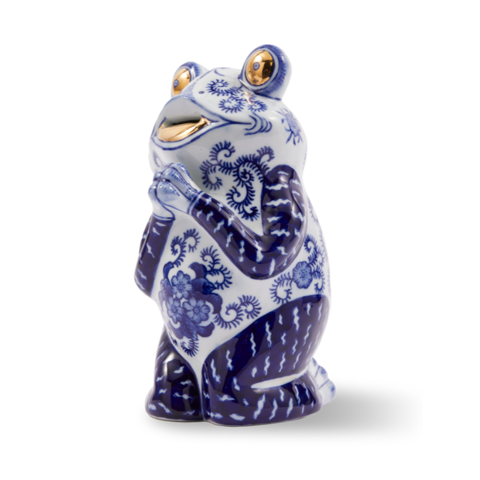 Sparschwein Frosch dunkelblau Porzellan