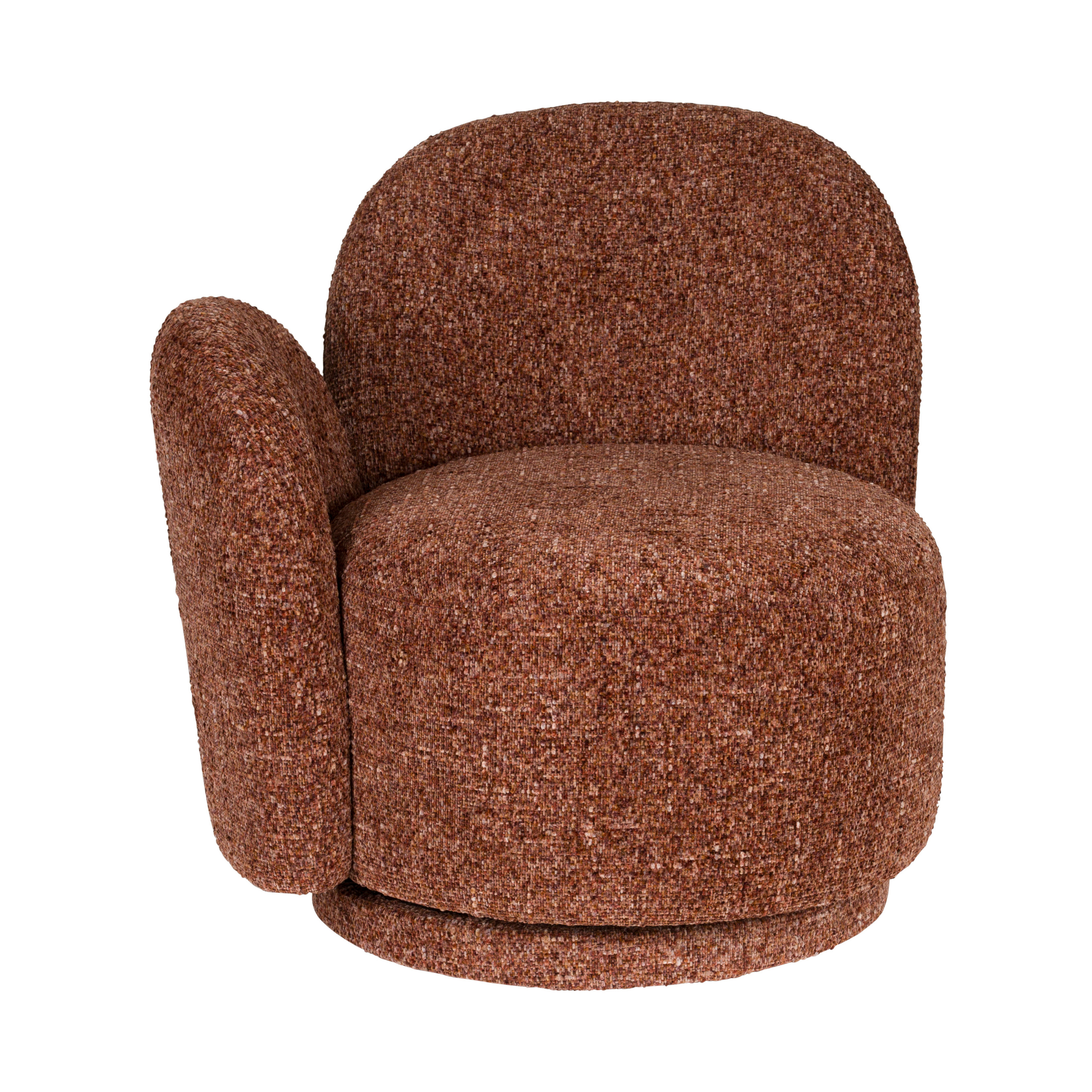ROSE swivel armchair in burgundy mélange