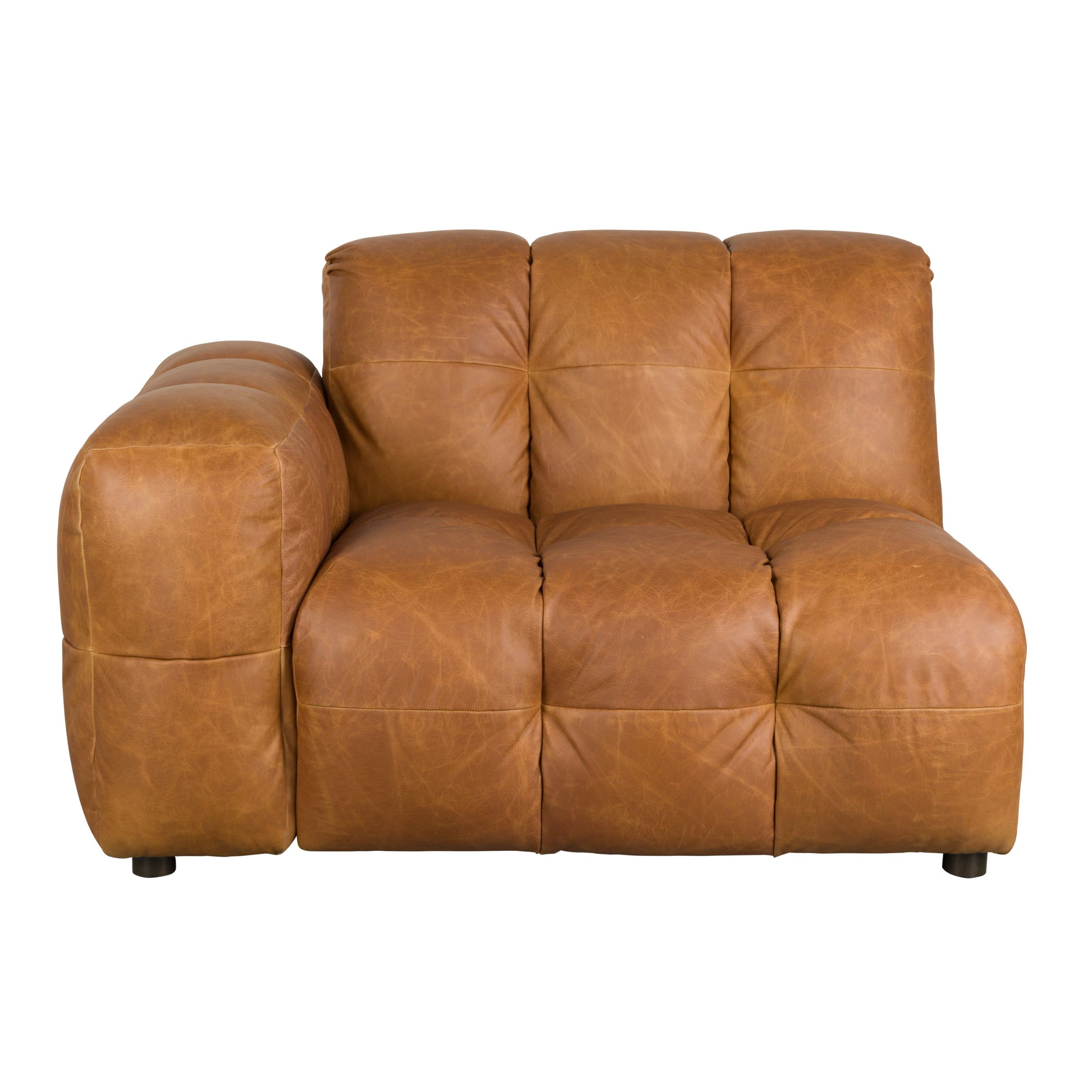 HACKMAN Modular Sofa - Left End Element in Cognac Leather