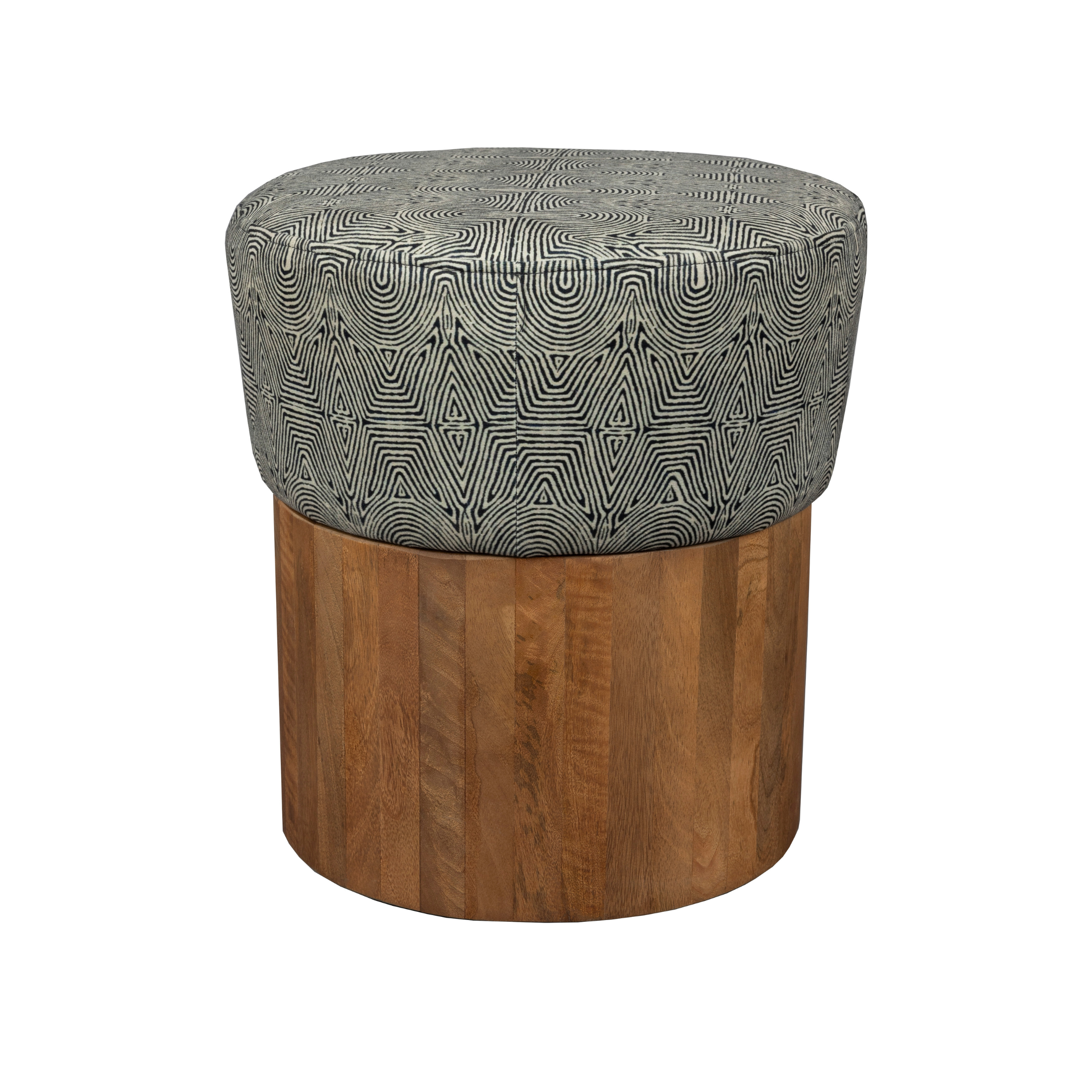FRAGMENT stool made of mango wood with a black pattern