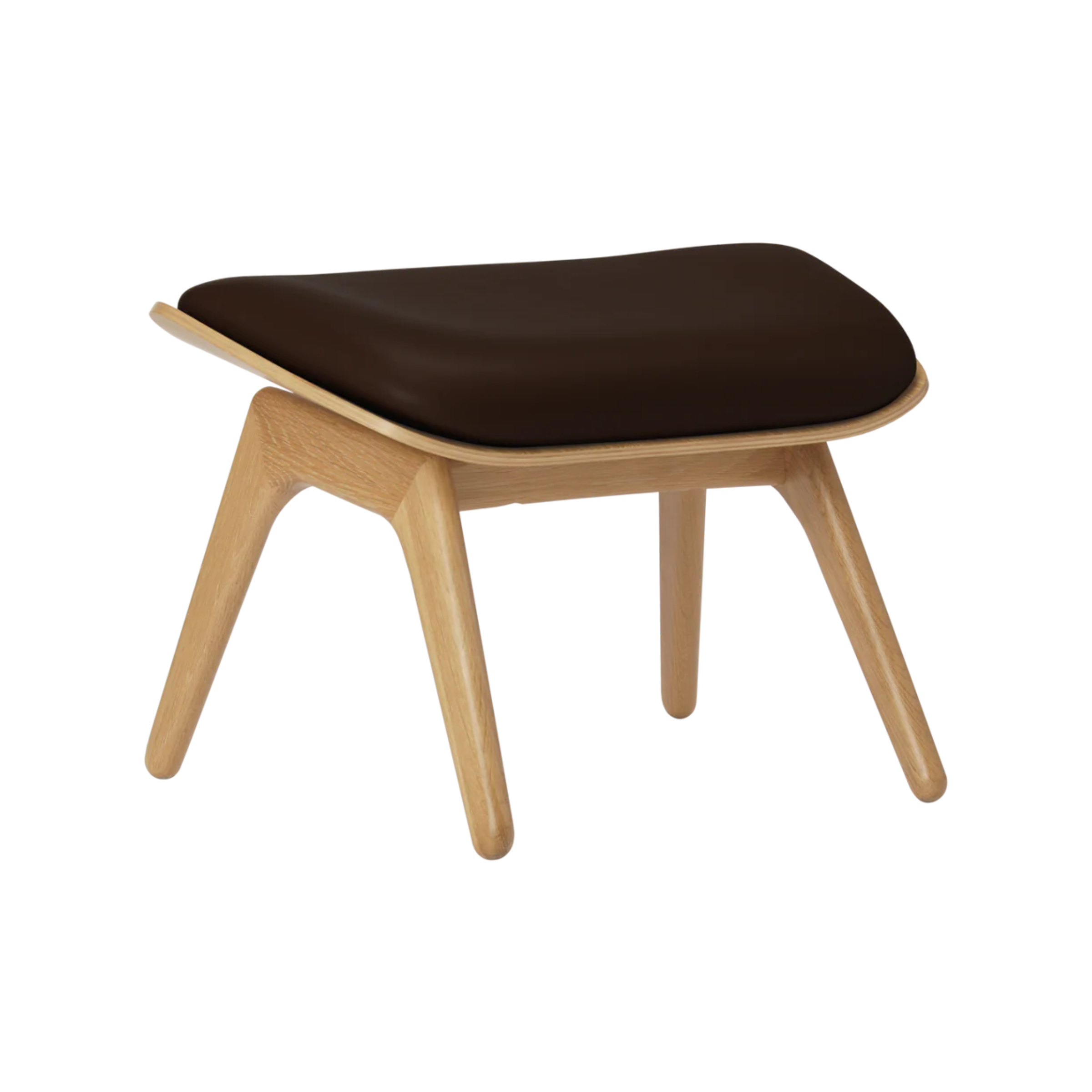 READER footrest brown leather with oak base