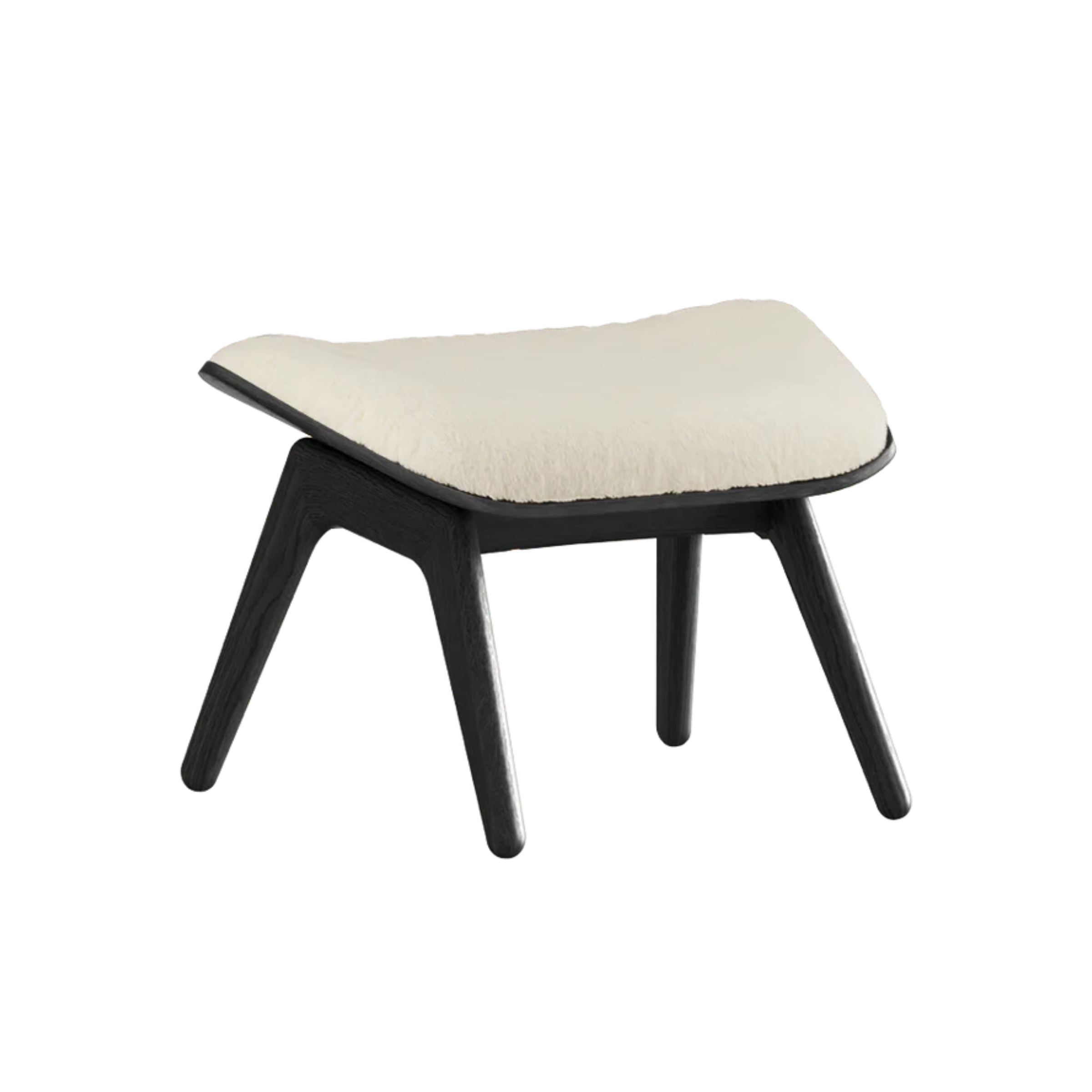 READER white plush footrest with black base