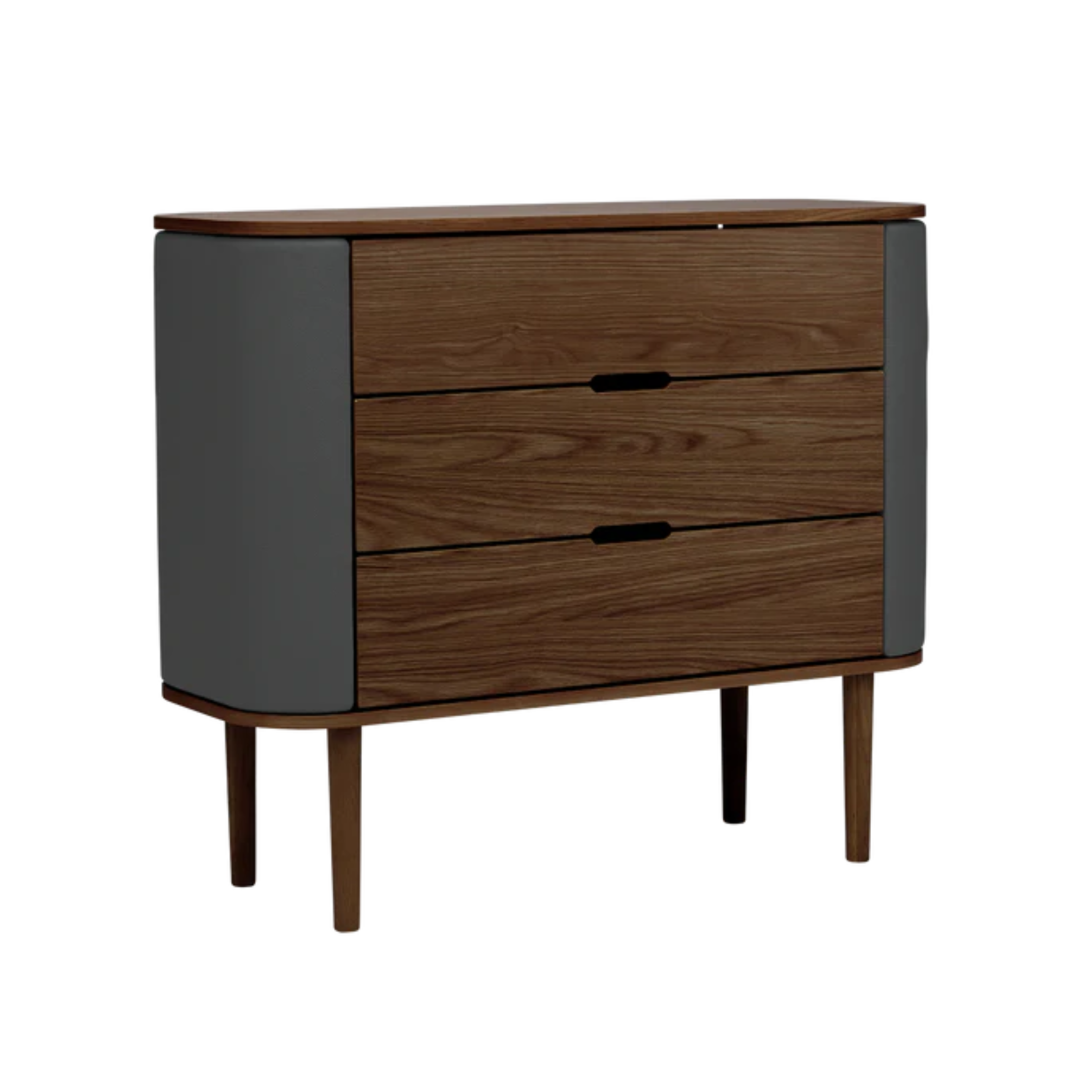 Schrank TREASURES dunkelgrau mit dunklem Eichenfuß