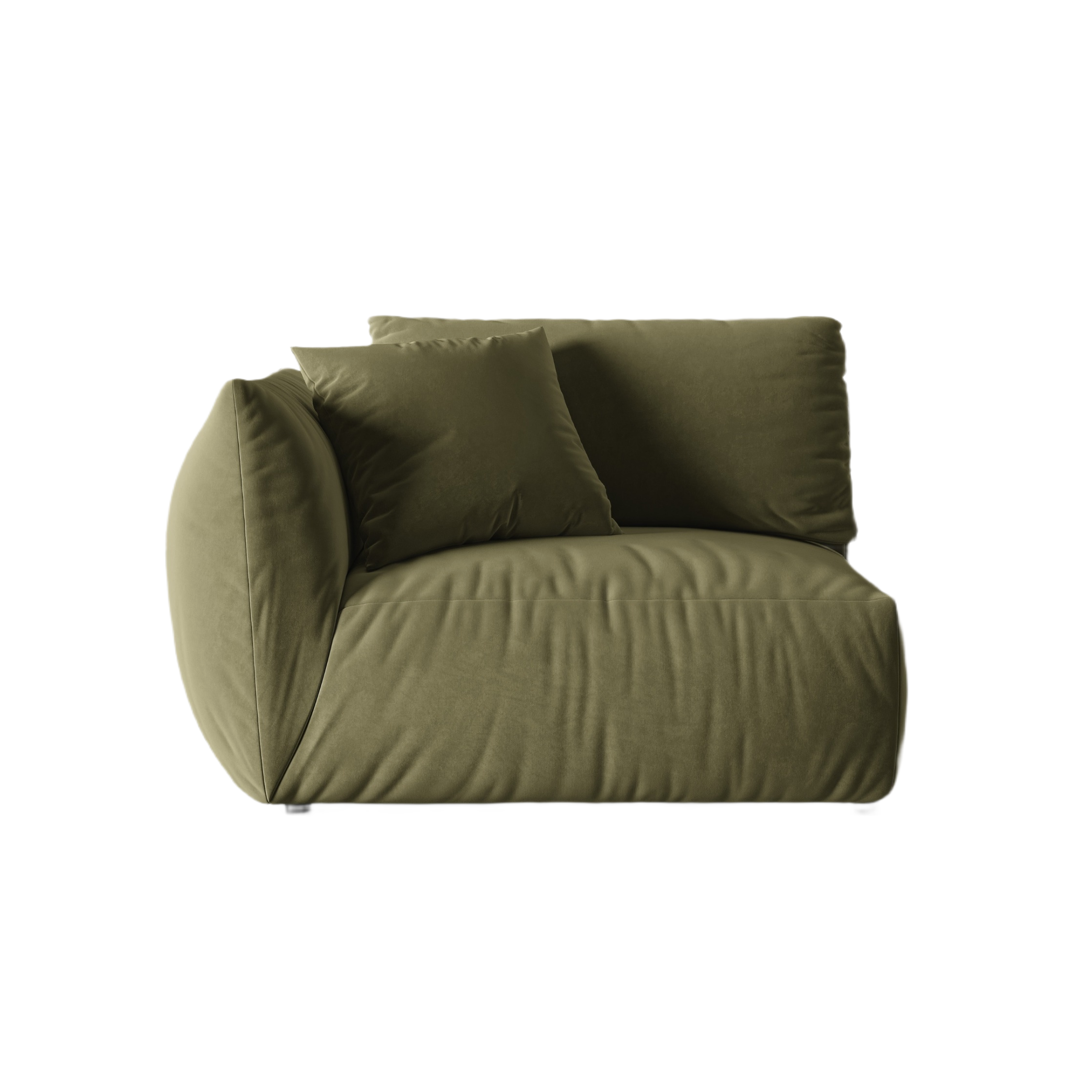 Modulares Samtsofa CHRIS - breites Element links in Hellgrün