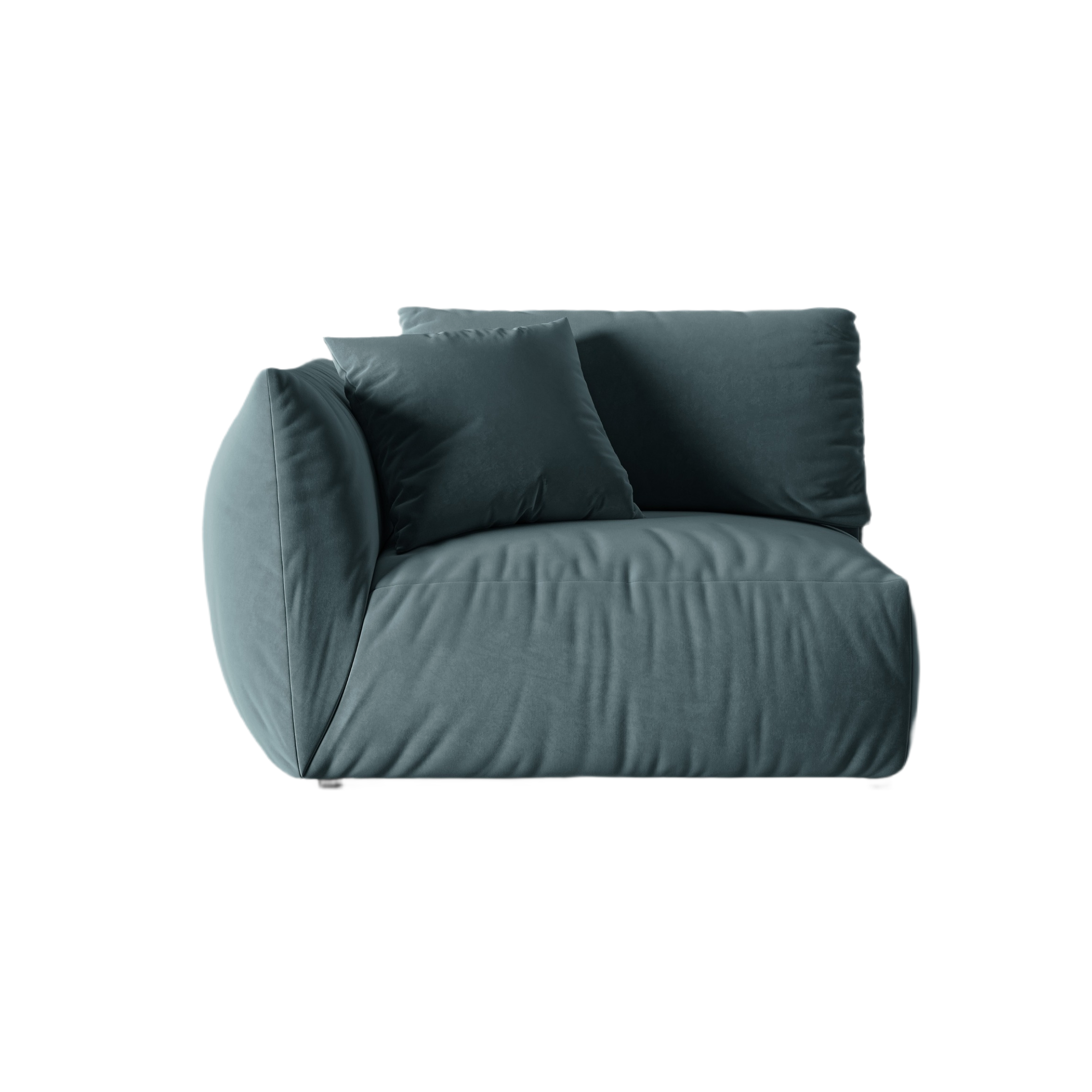 Modulares Samtsofa CHRIS - breites linkes Element in Hellblau