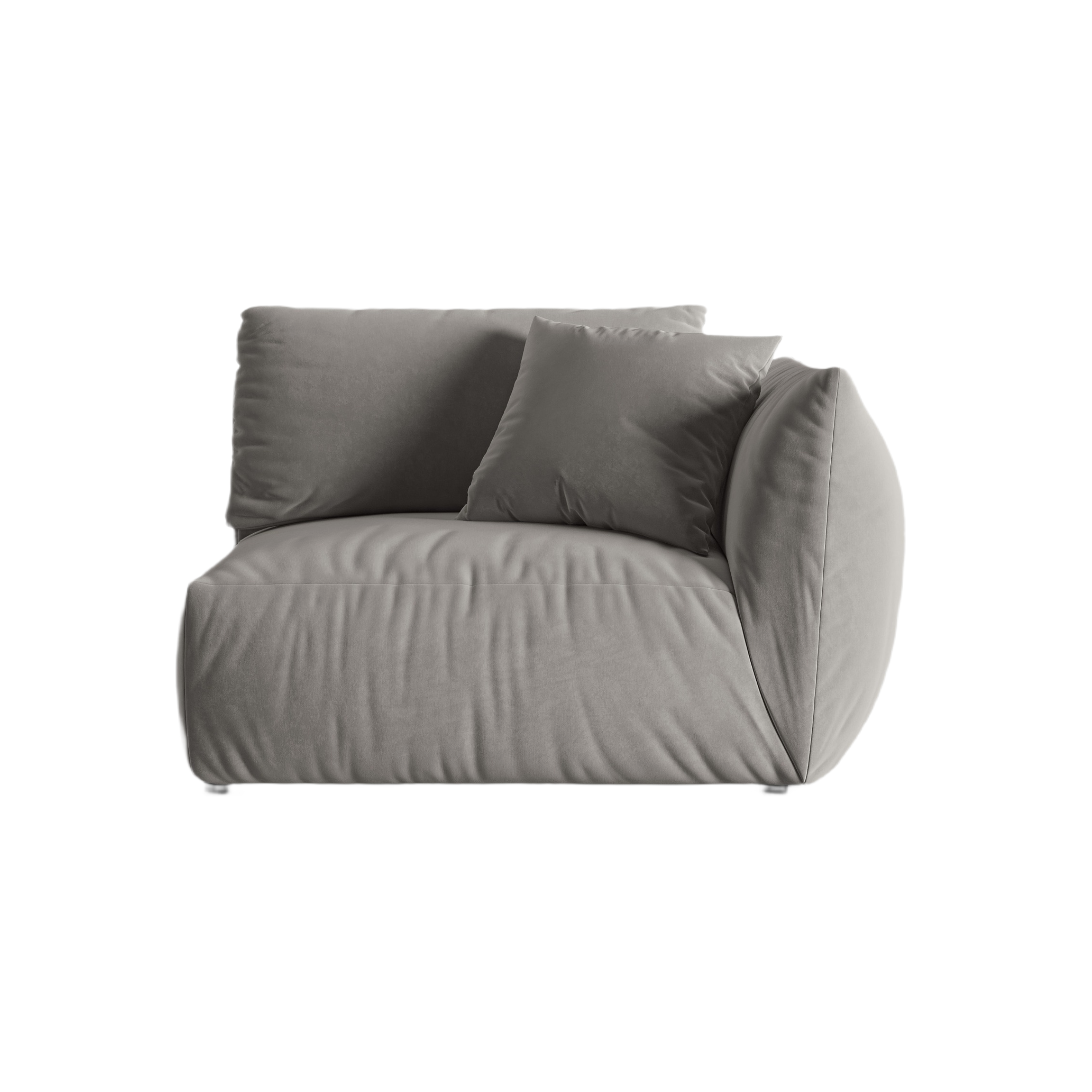 Modulares Samtsofa CHRIS - breites rechte Element in Grau