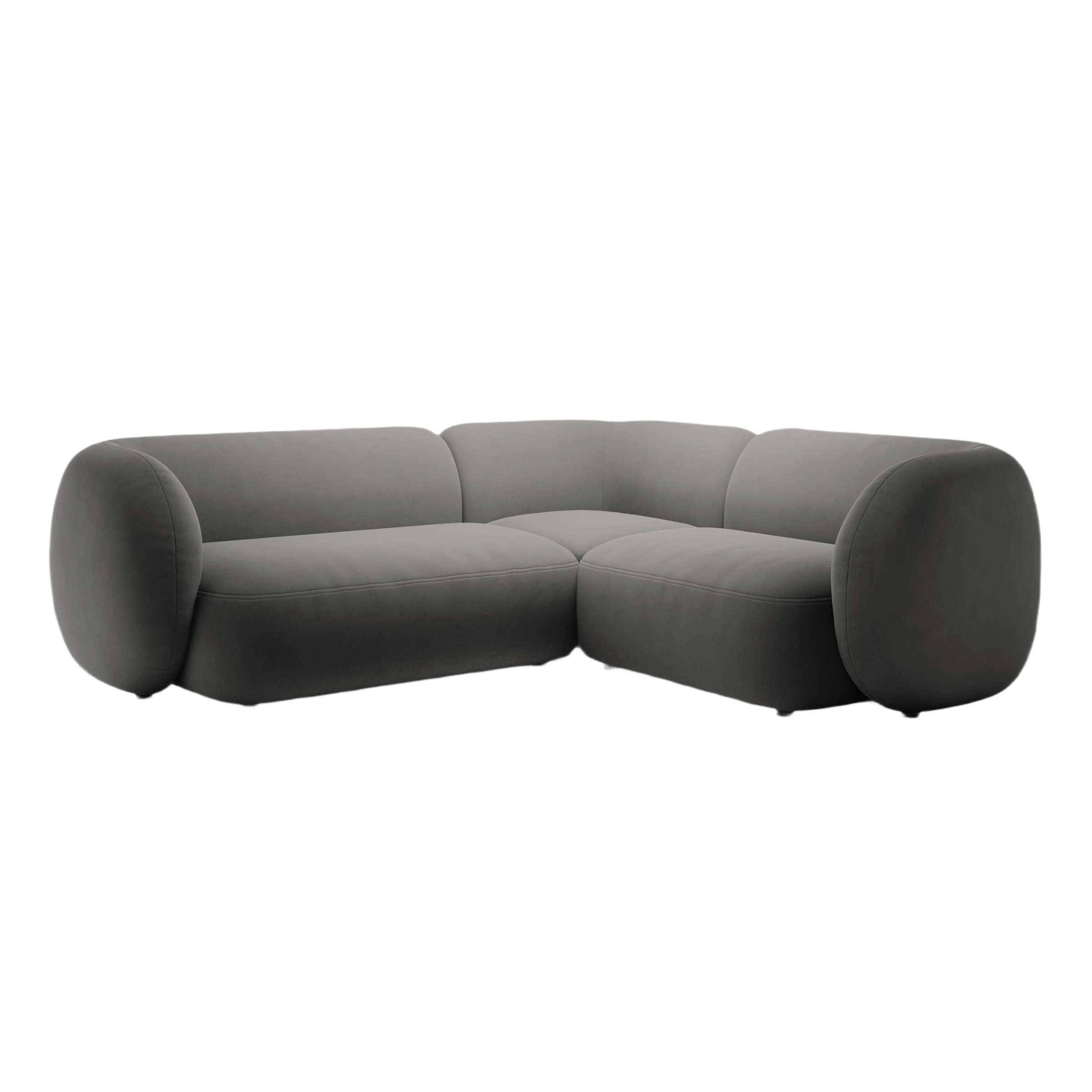 Right-facing velvet corner sofa for 4 people KATE dark gray