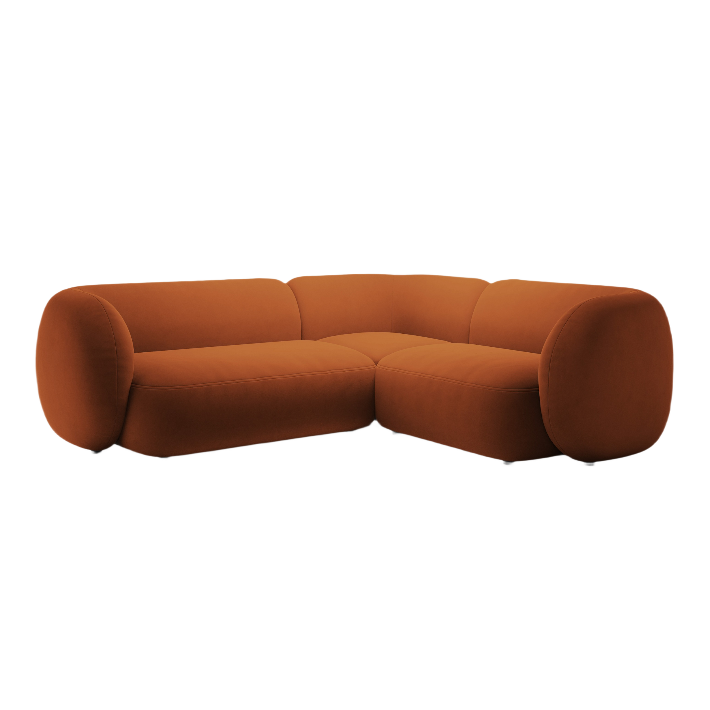 Narożnik aksamitny prawostronny 4-osobowy KATE terracotta