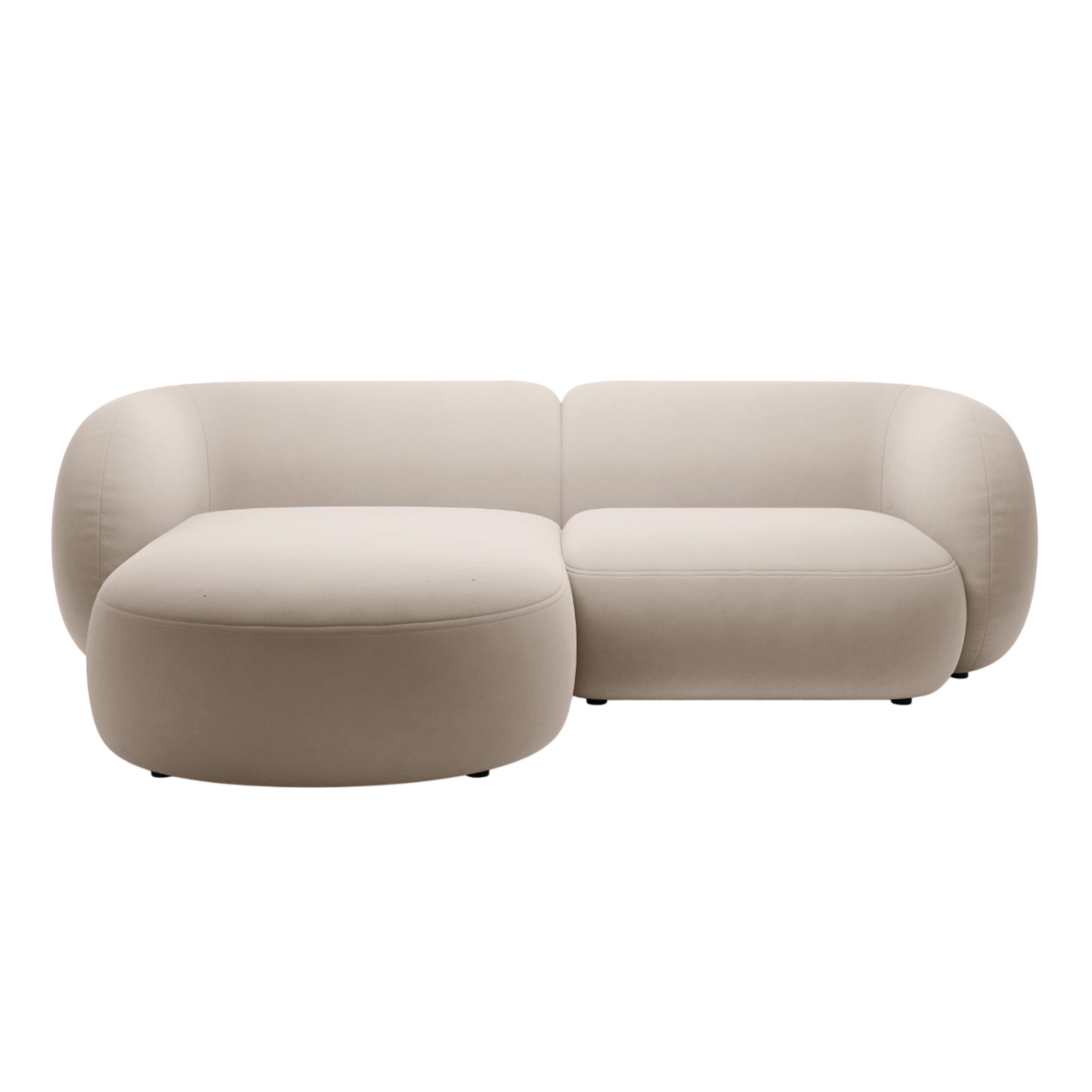 Left-facing velvet corner sofa for 2 people KATE beige