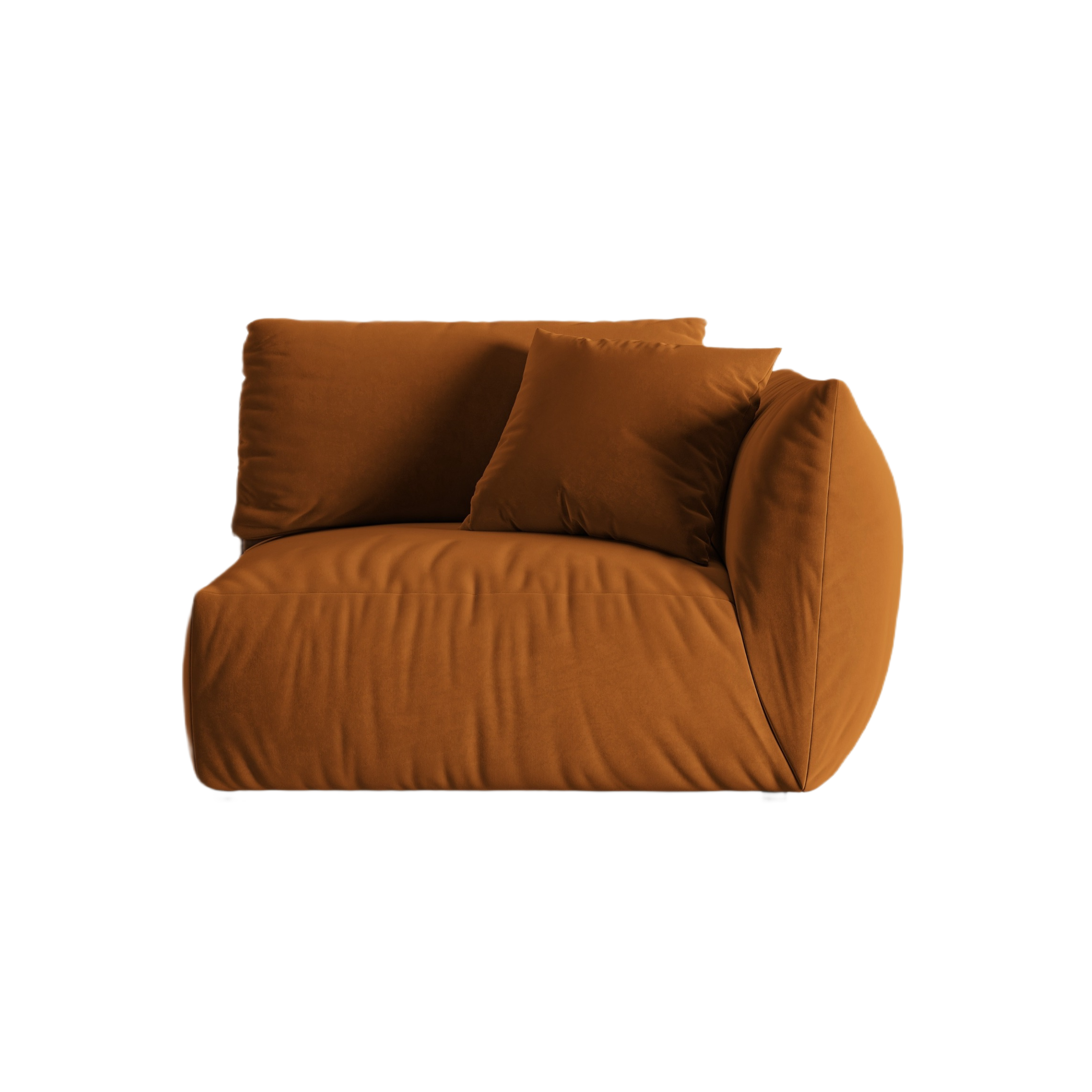 Modulares Samtsofa CHRIS - breites Element rechts in Terrakotta