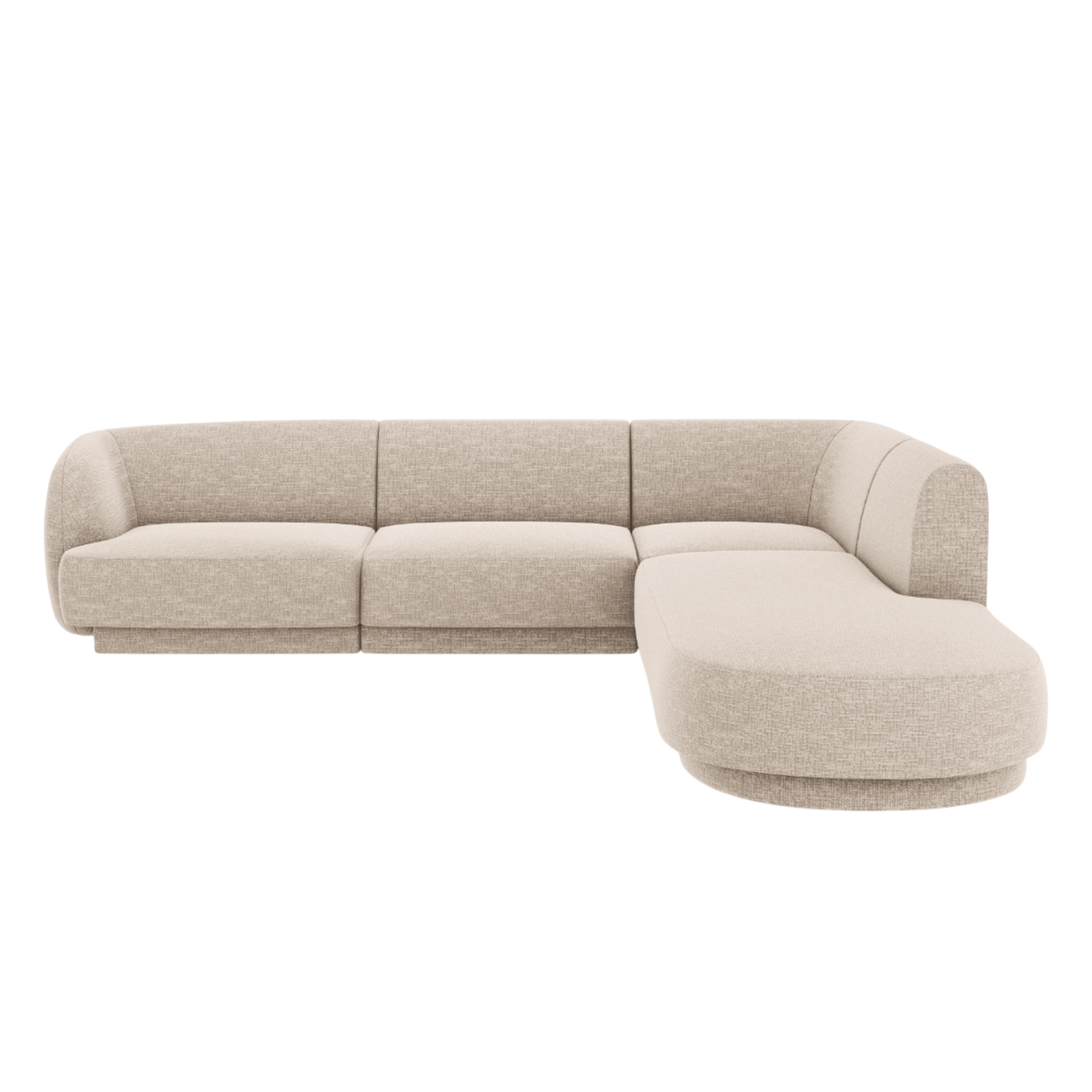 Rechtsseitige 6-sitzige Eckcouch MILEY beige Chenille