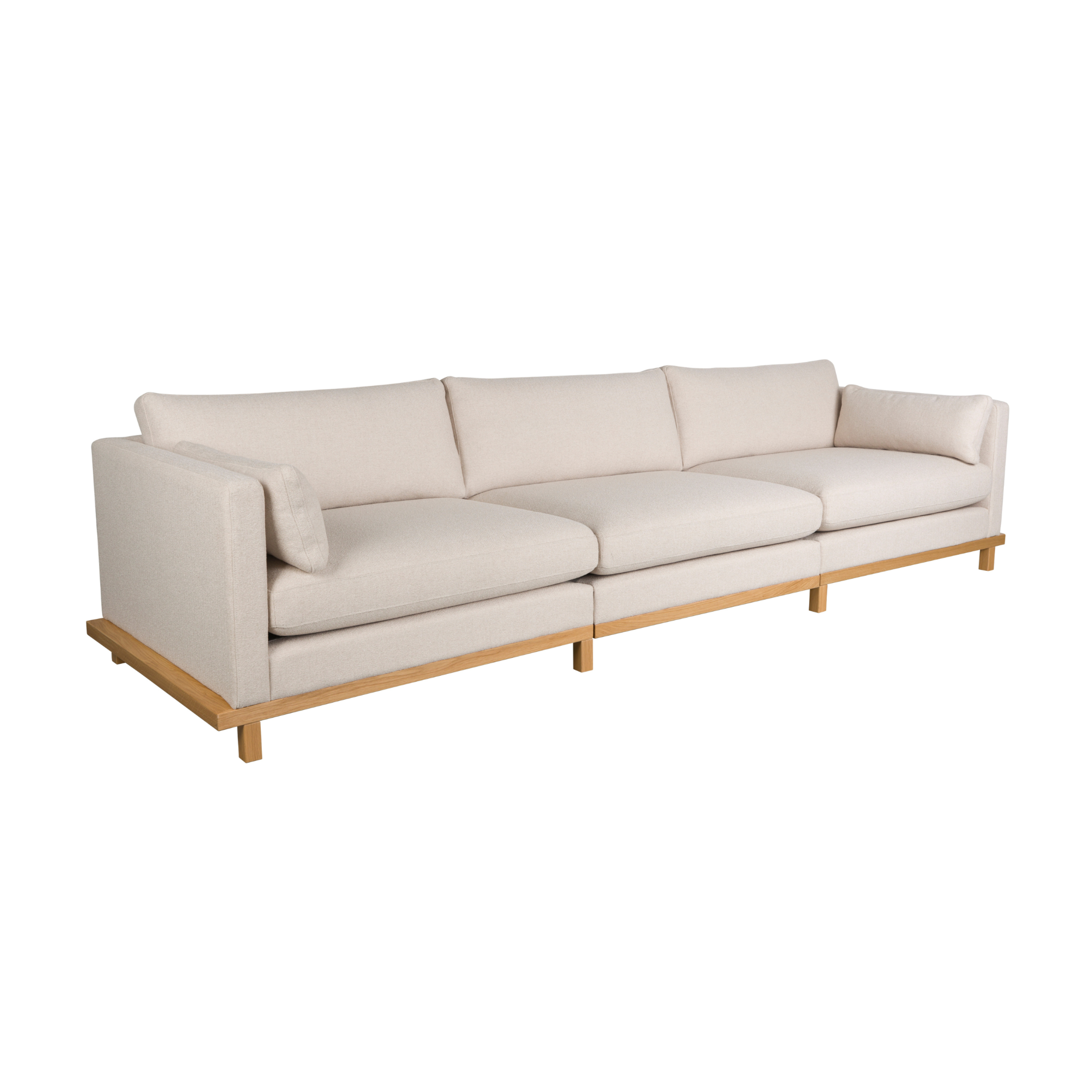 Sofa 4,5-sitzige BLOSSOM beige mit Holzgestell