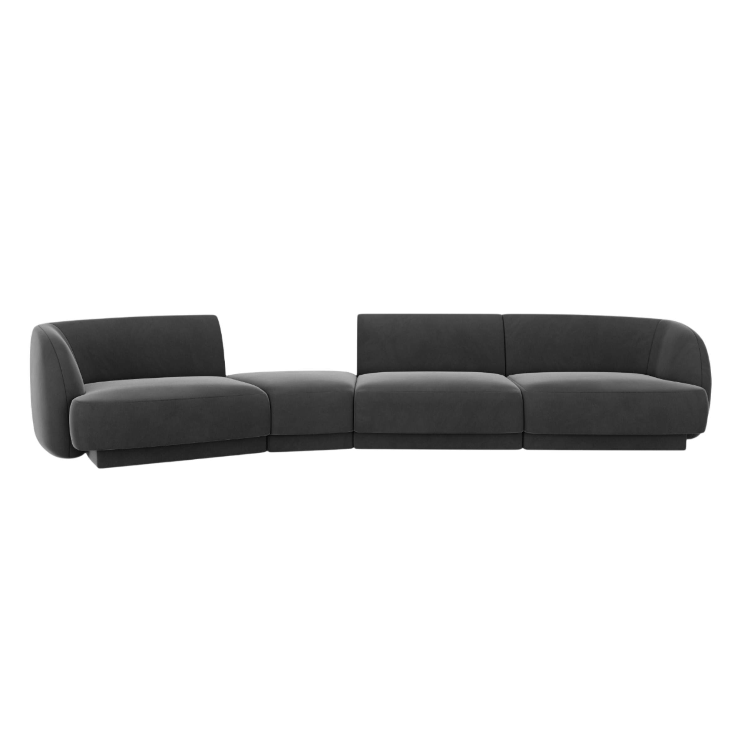 Modulares Sofa linksseitig für 6 Personen aus Samt MILEY grau