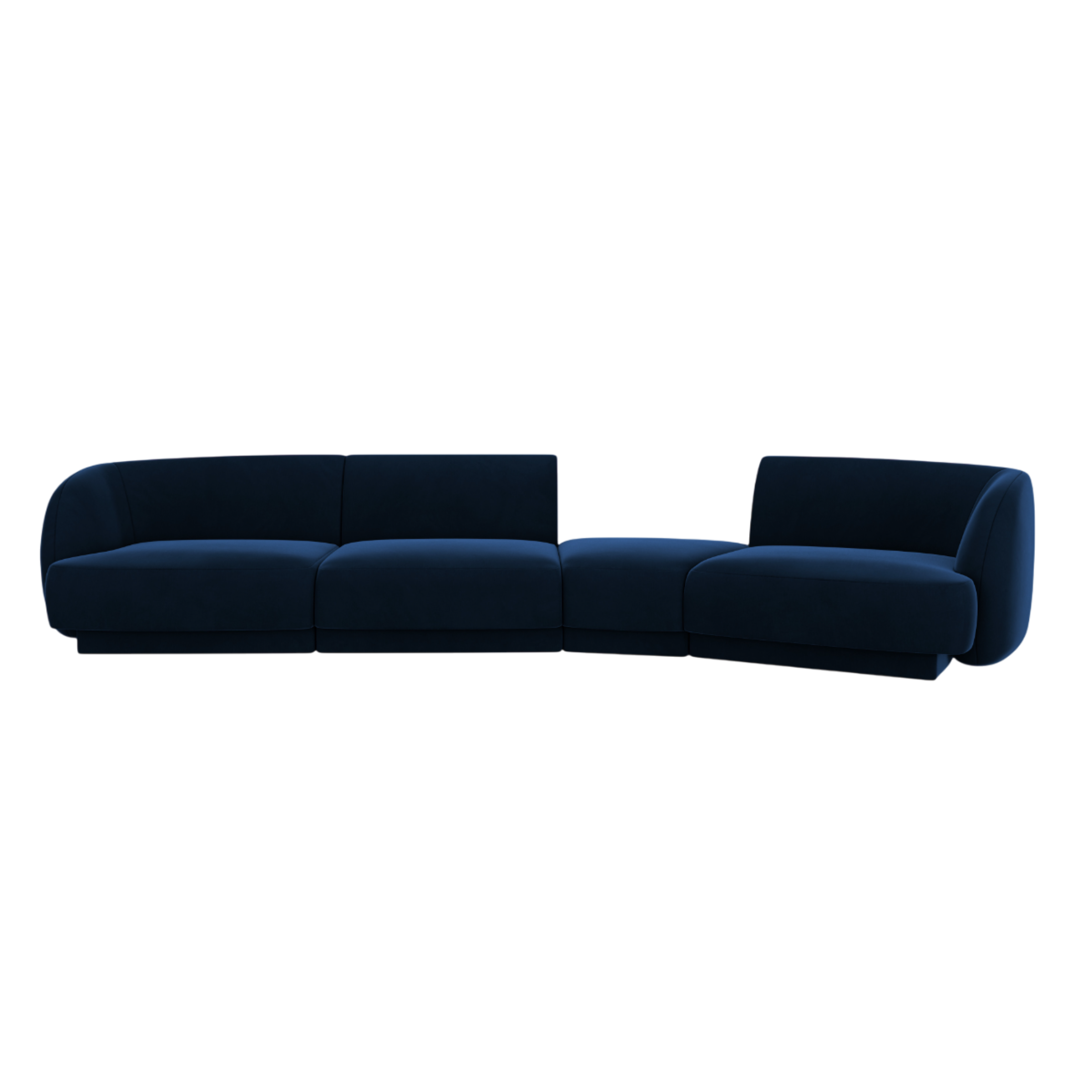 Right-facing modular velvet sofa for 6 people MILEY royal blue