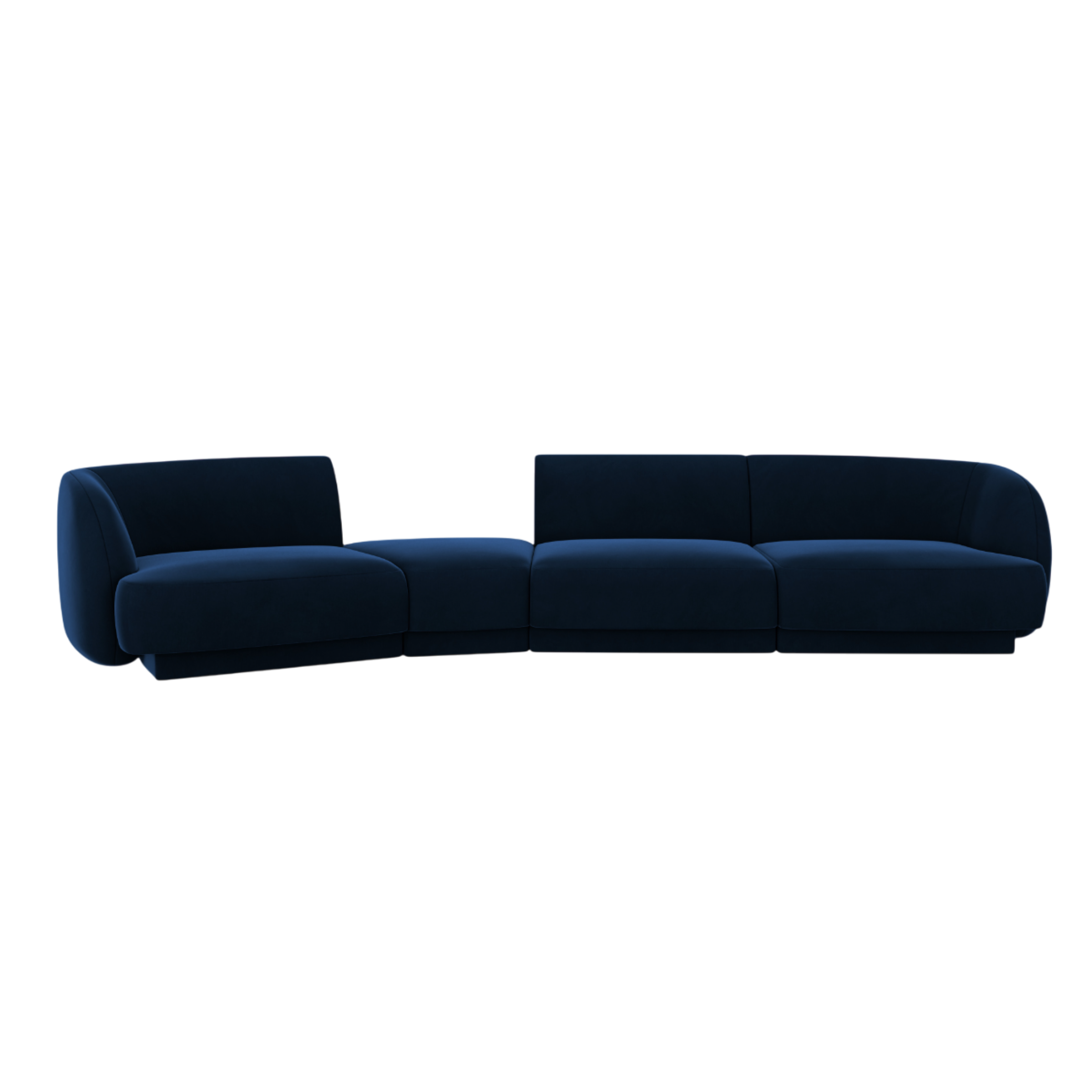 Modulares Sofa linksseitig für 6 Personen aus samtigem MILEY in königsblau