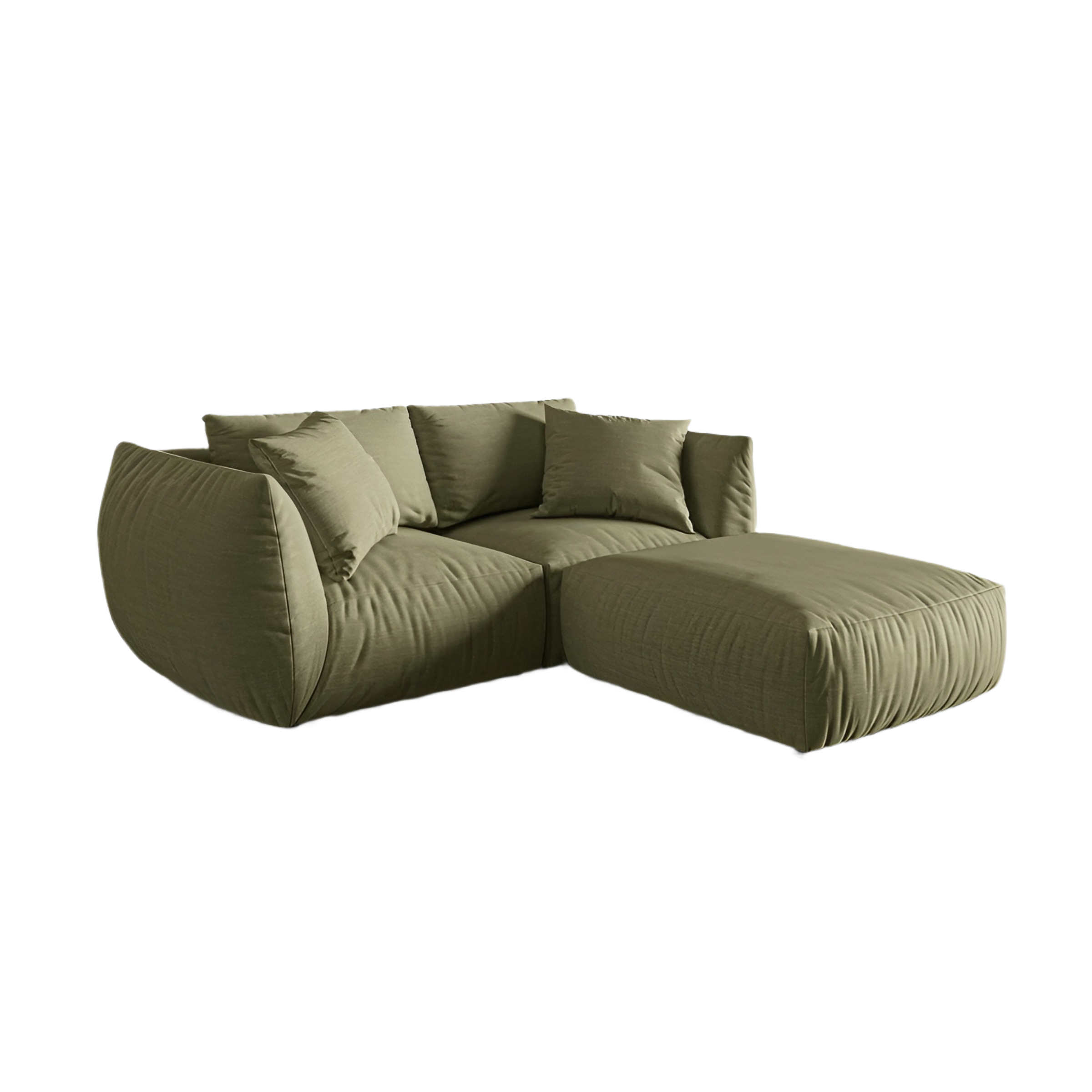 Left-sided corner sofa CHRIS light green chenille