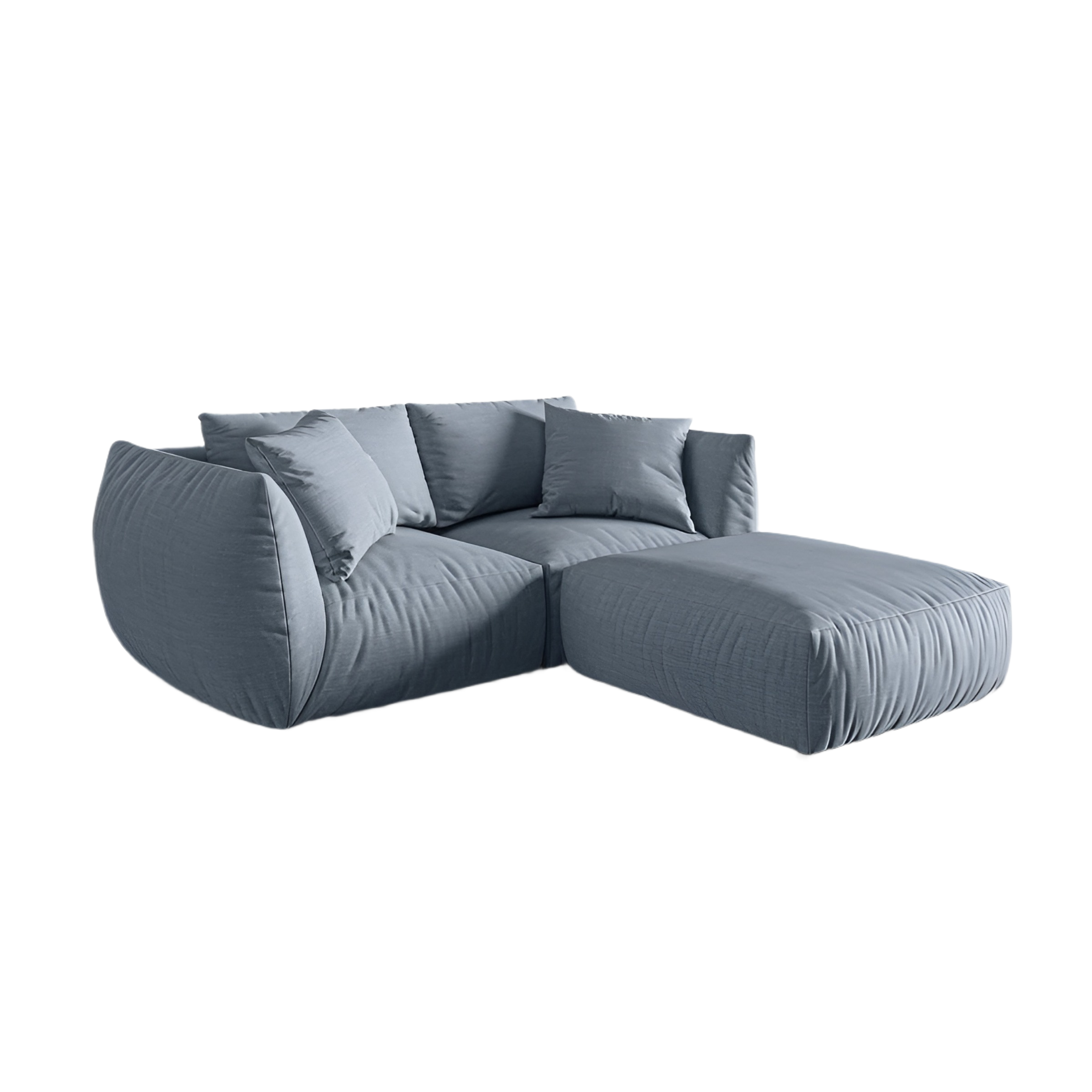Left-sided corner sofa CHRIS light blue chenille
