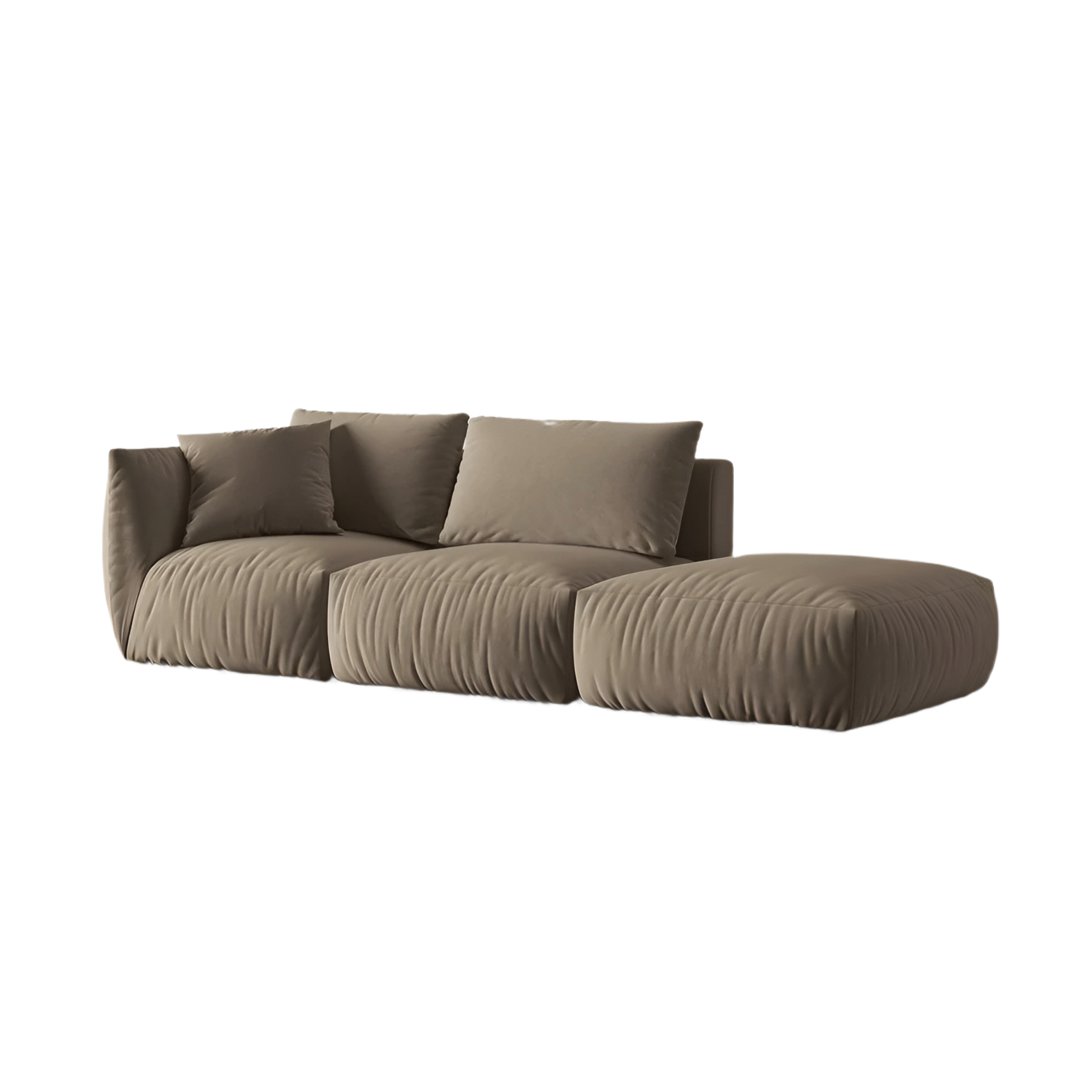 Modulares Samtsofa für 3 Personen, rechtsseitig CHRIS in hellbraun