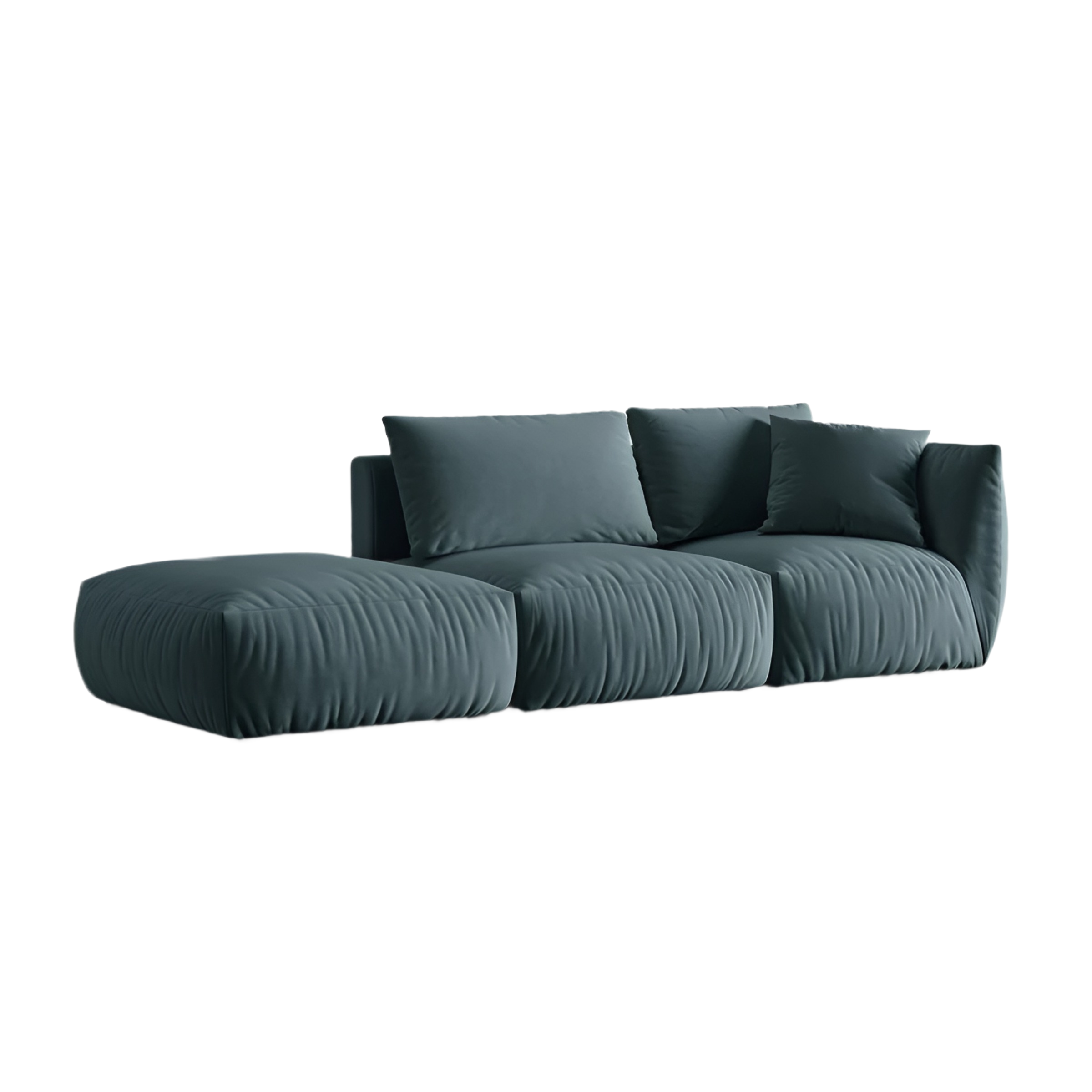 Samtmodulsofa 3-sitzig links CHRIS hellblau