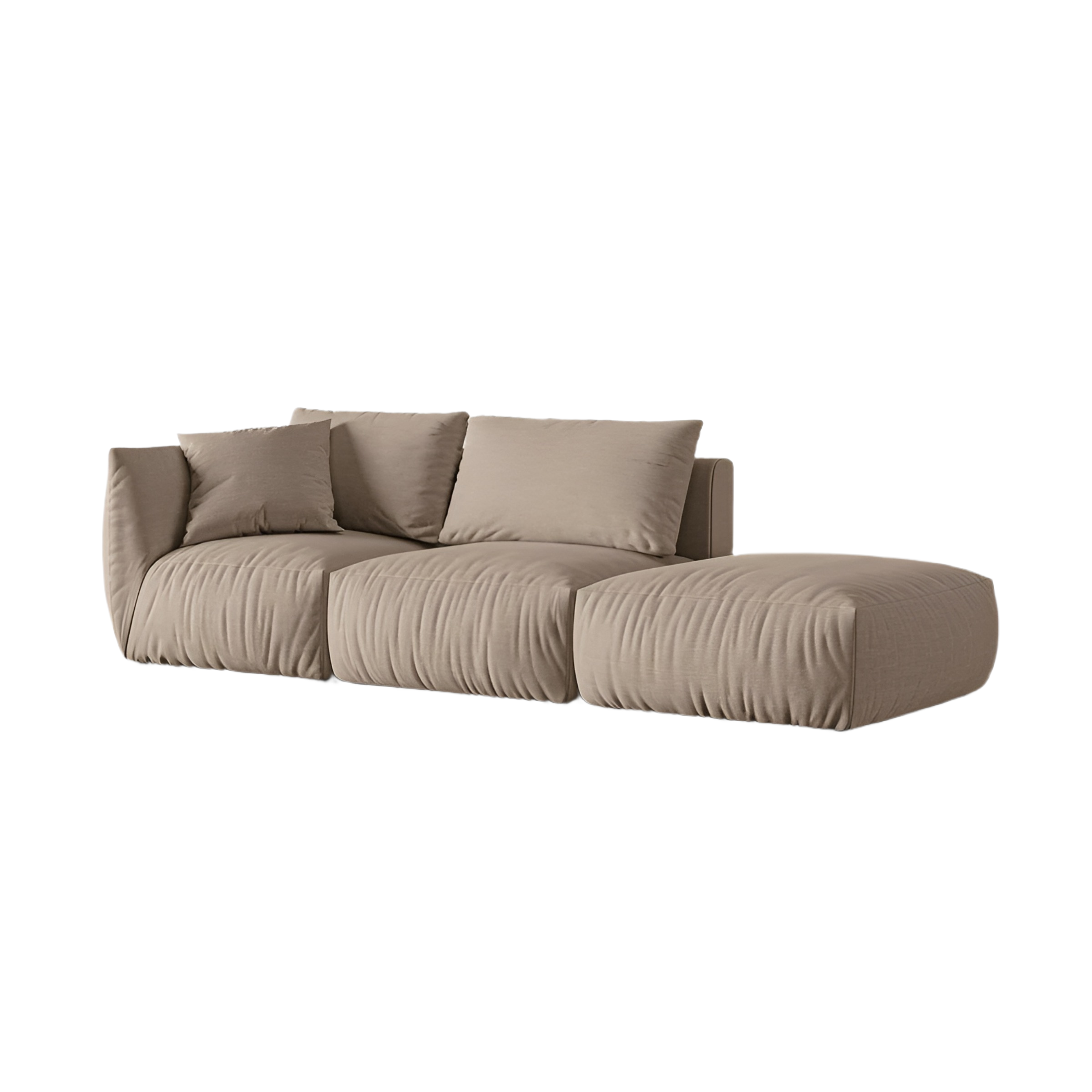 Modulares 3-Sitzer-Sofa rechts CHRIS sandfarbener Chenille