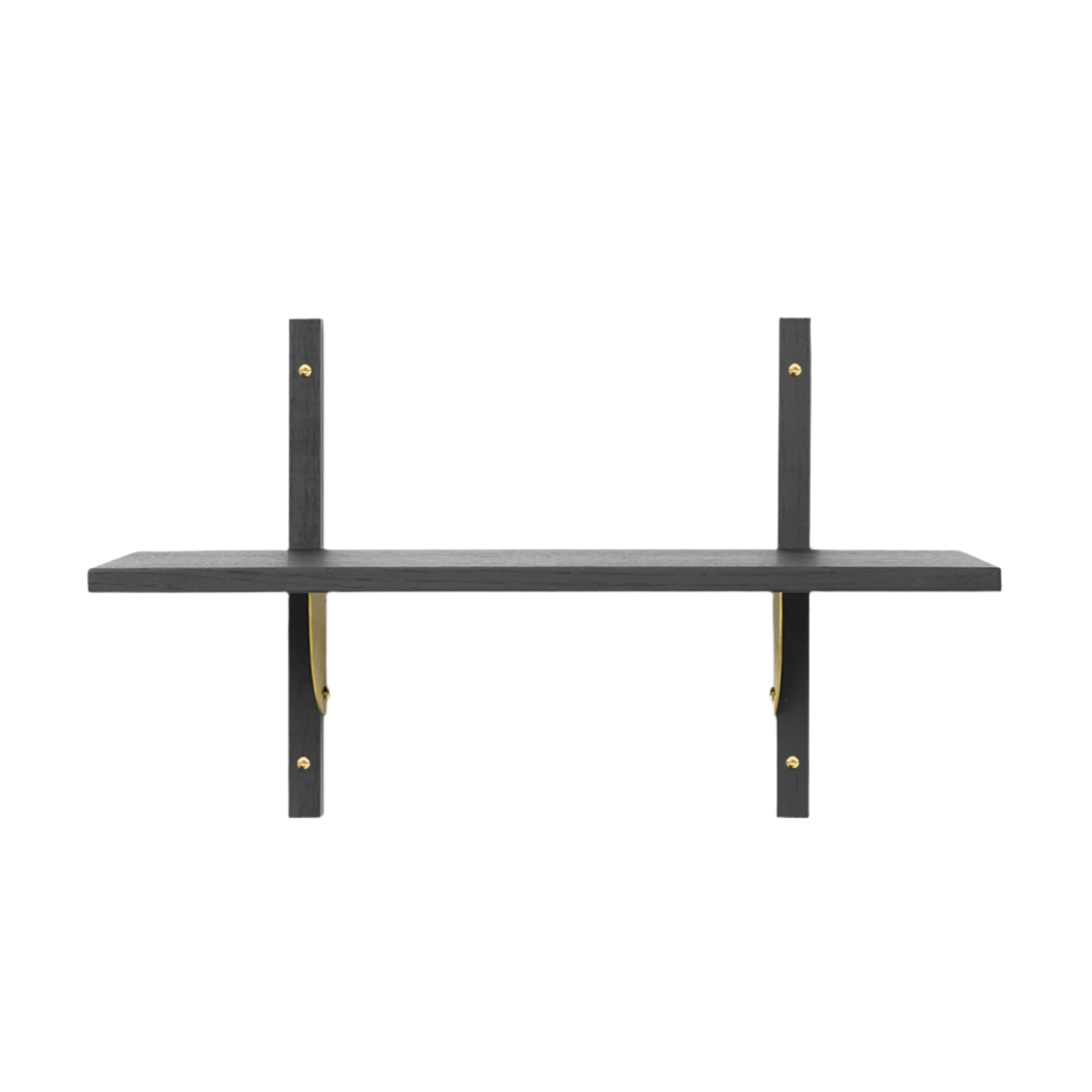 SECTOR NARROW shelf in black ash veneer with brass finish