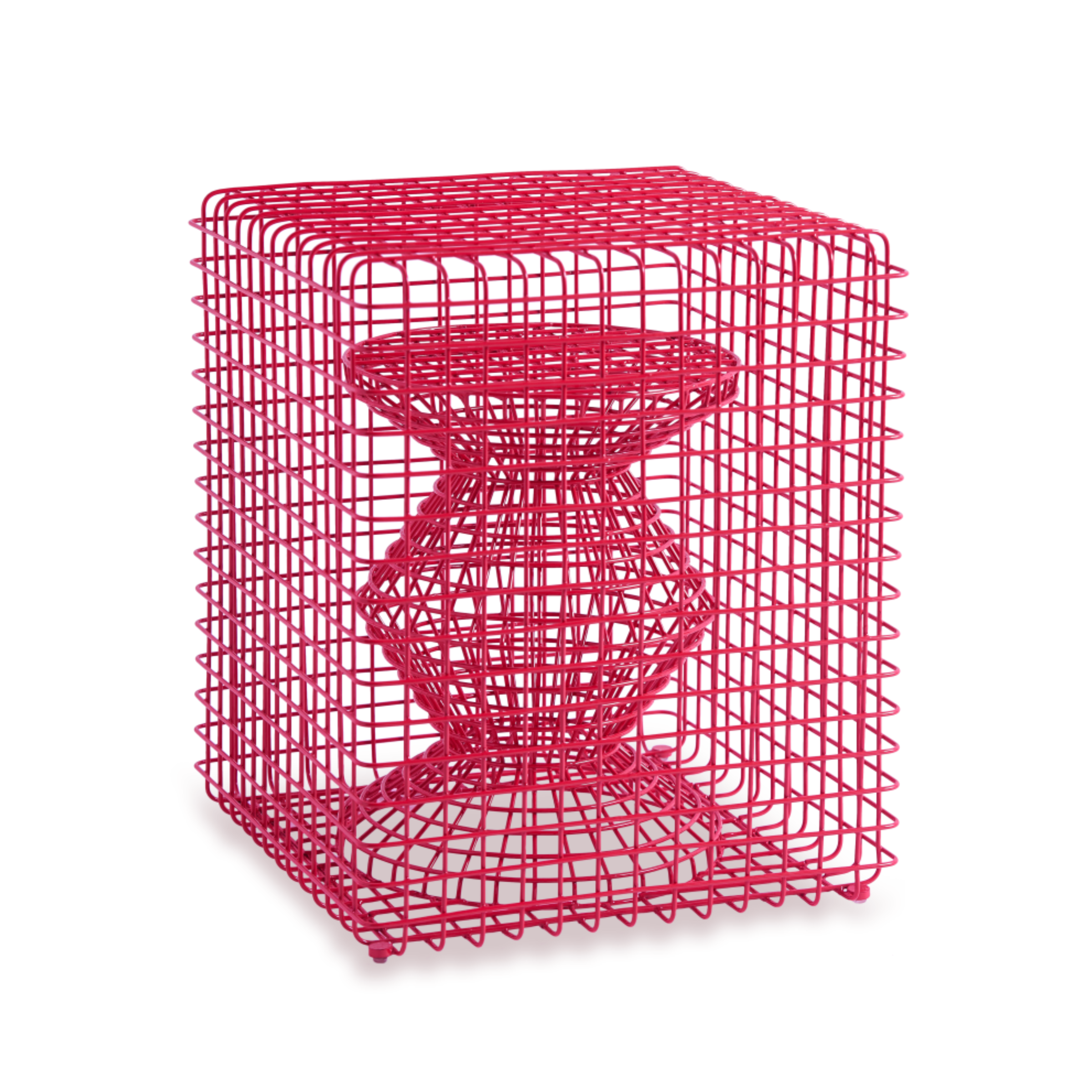 ZIG ZAG WIRE rosa dekorativer Hocker