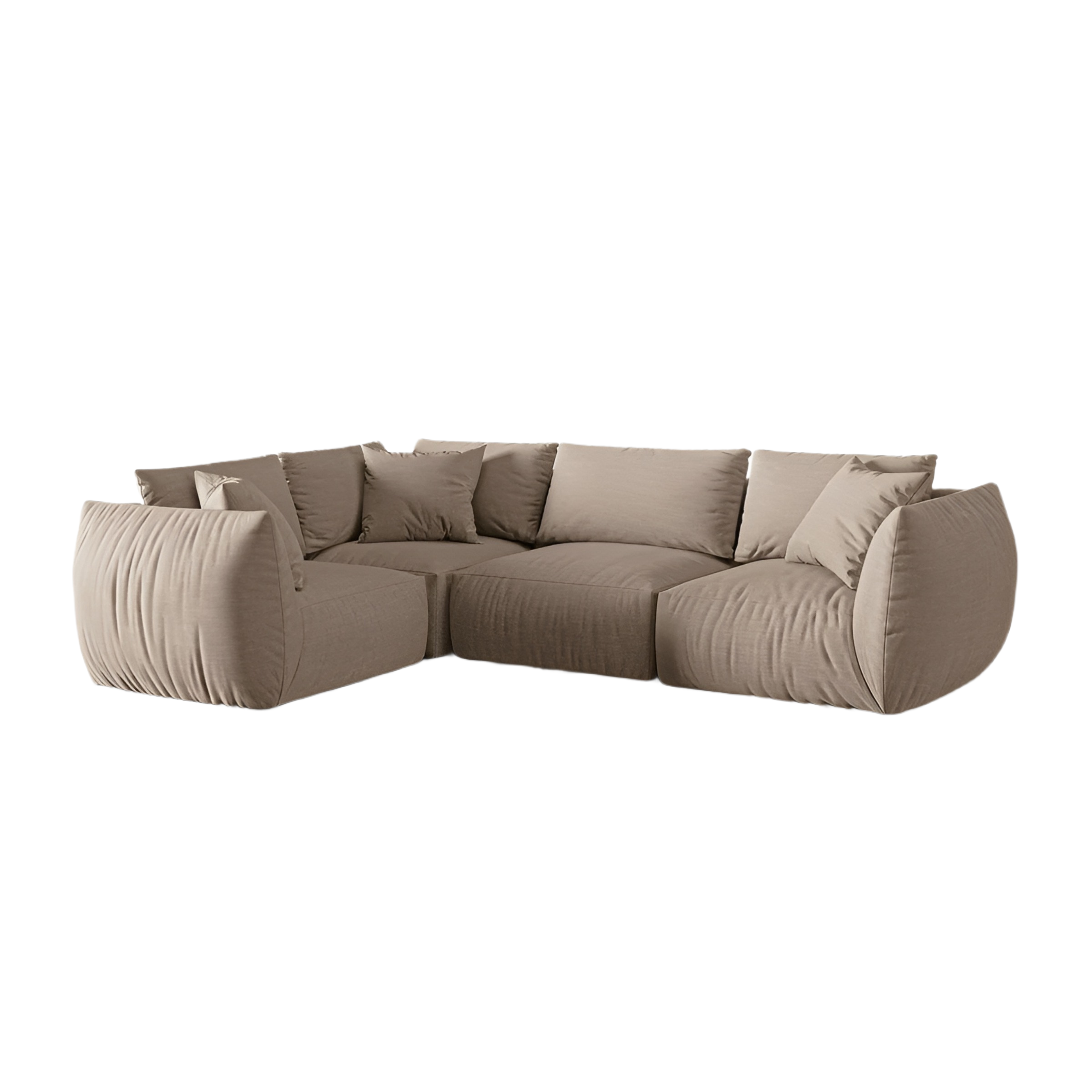 4-sitziger linker Ecksofa CHRIS sandfarbener Chenille