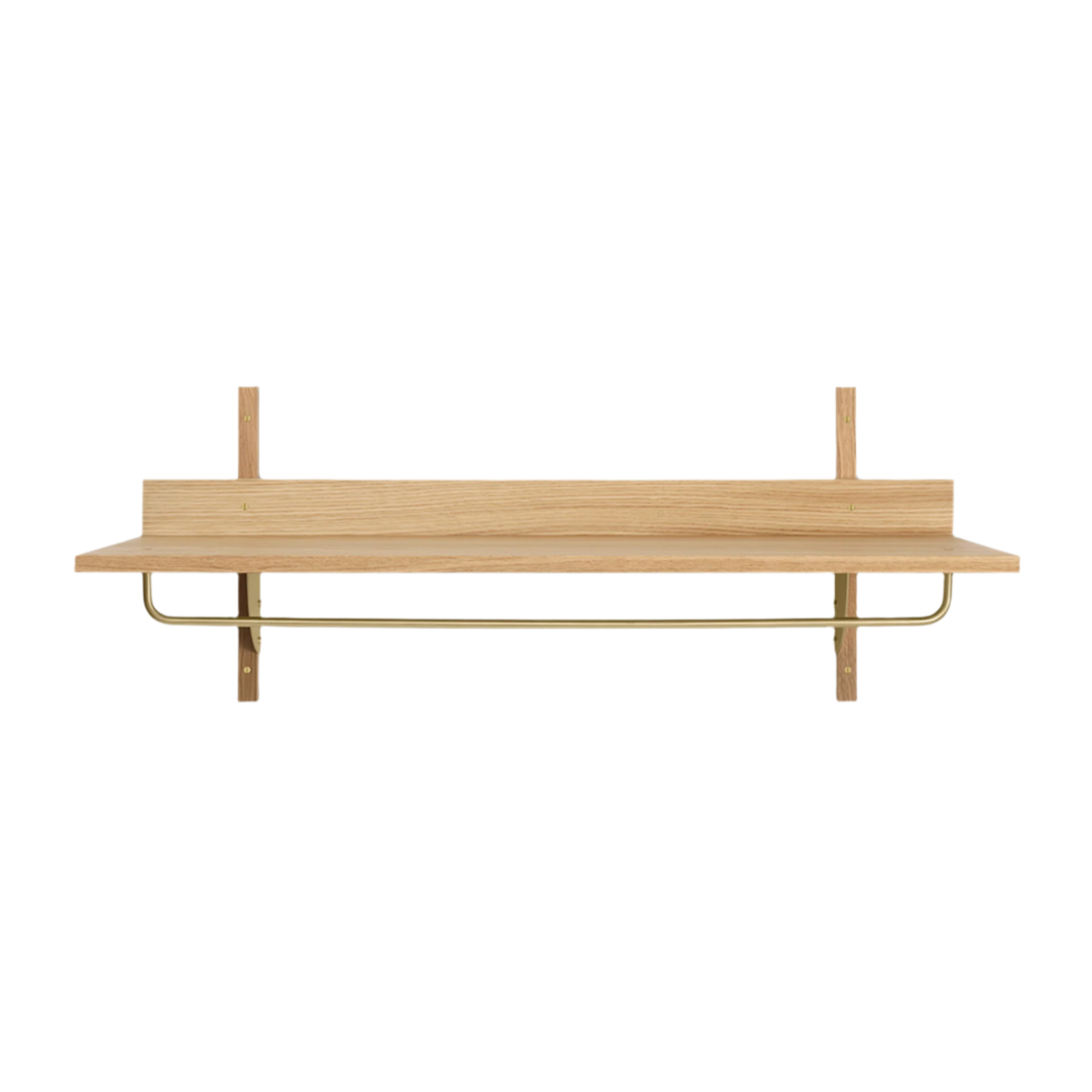 SECTOR RACK SHELF with oak veneer and brass finish