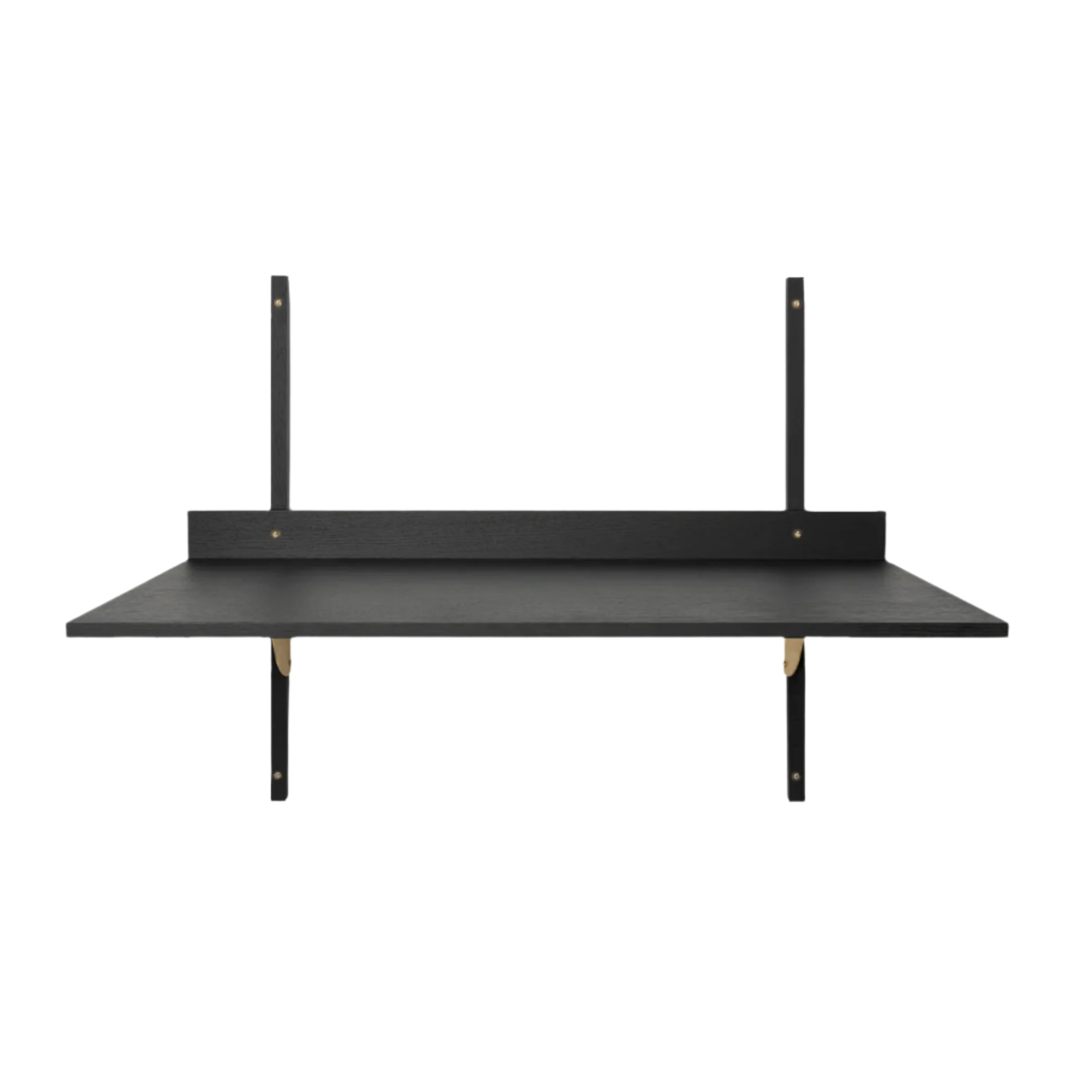 SECTOR DESK wall desk in black ash veneer with brass finish