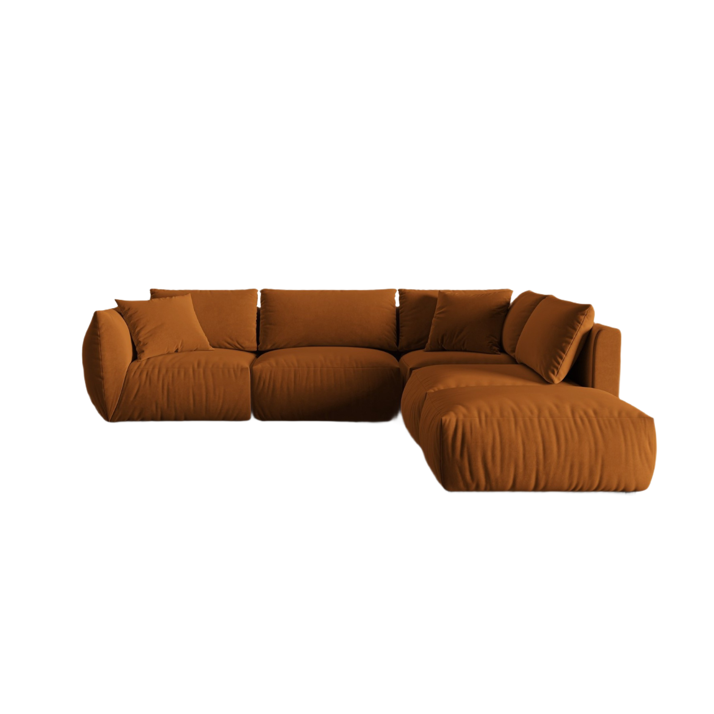 Modulares Samtsofa für 4 Personen, rechtsseitig CHRIS terrakotta