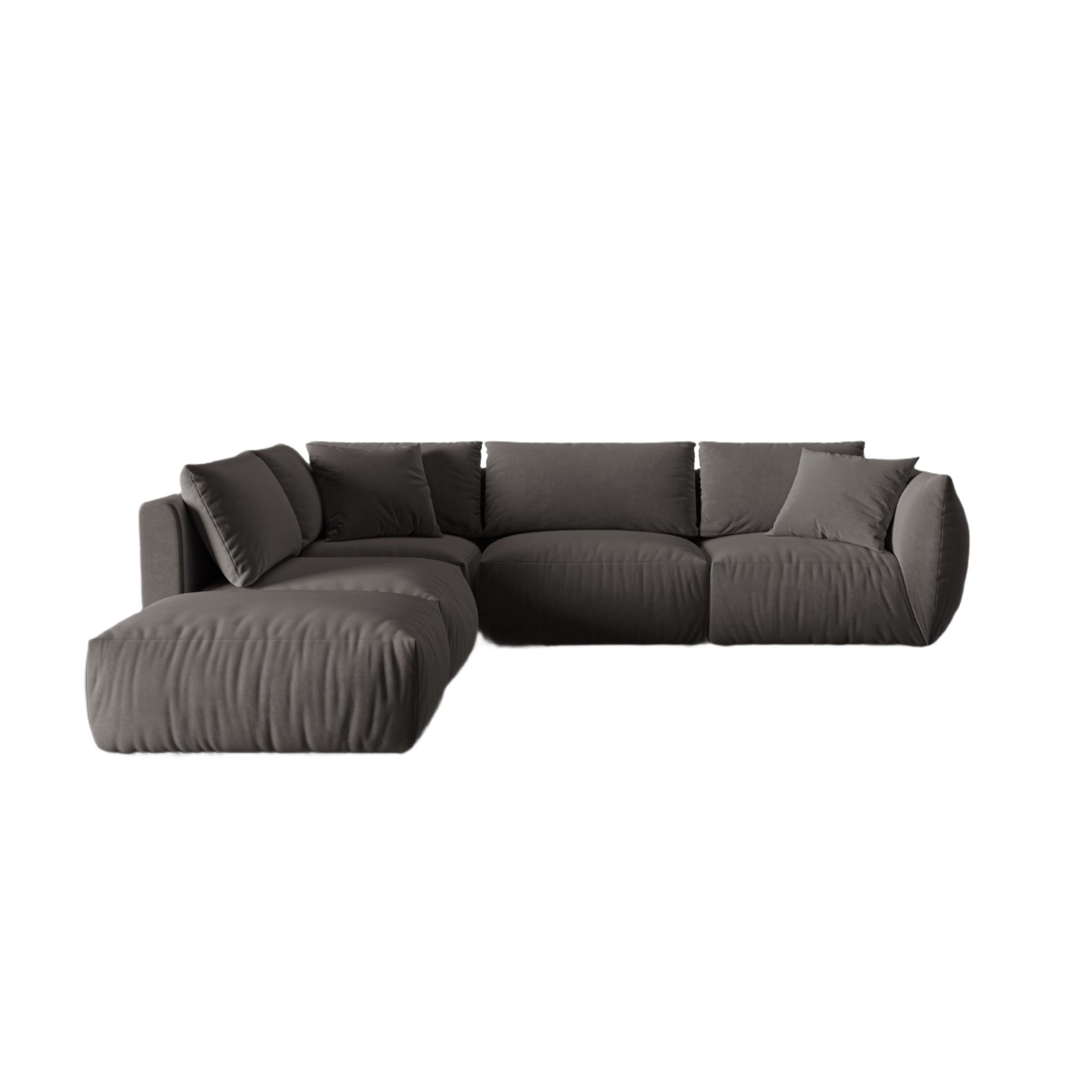 Velvet modular corner sofa for 4 people, left-sided, CHRIS, dark gray