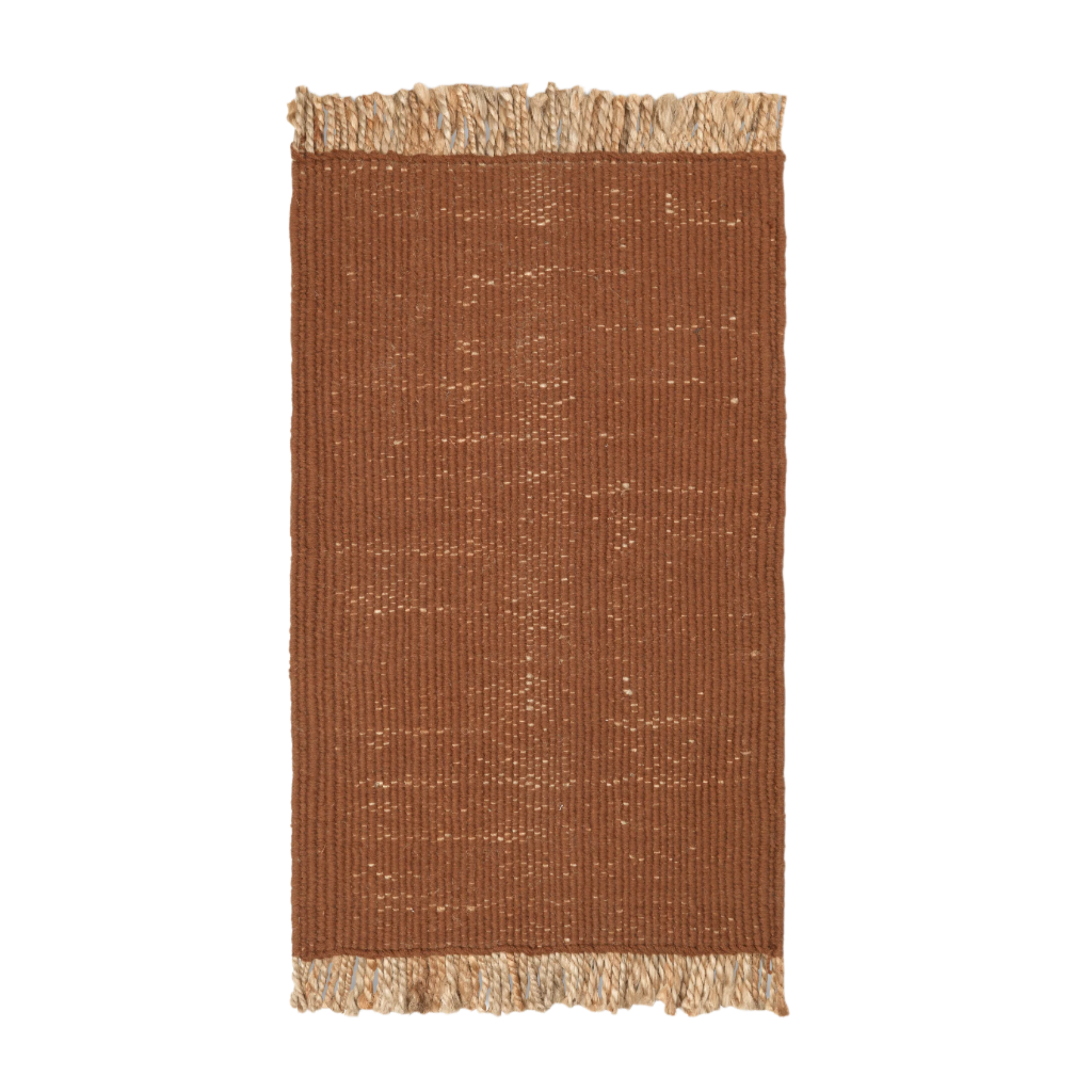 BLOCK MAT brick rug with beige fringes