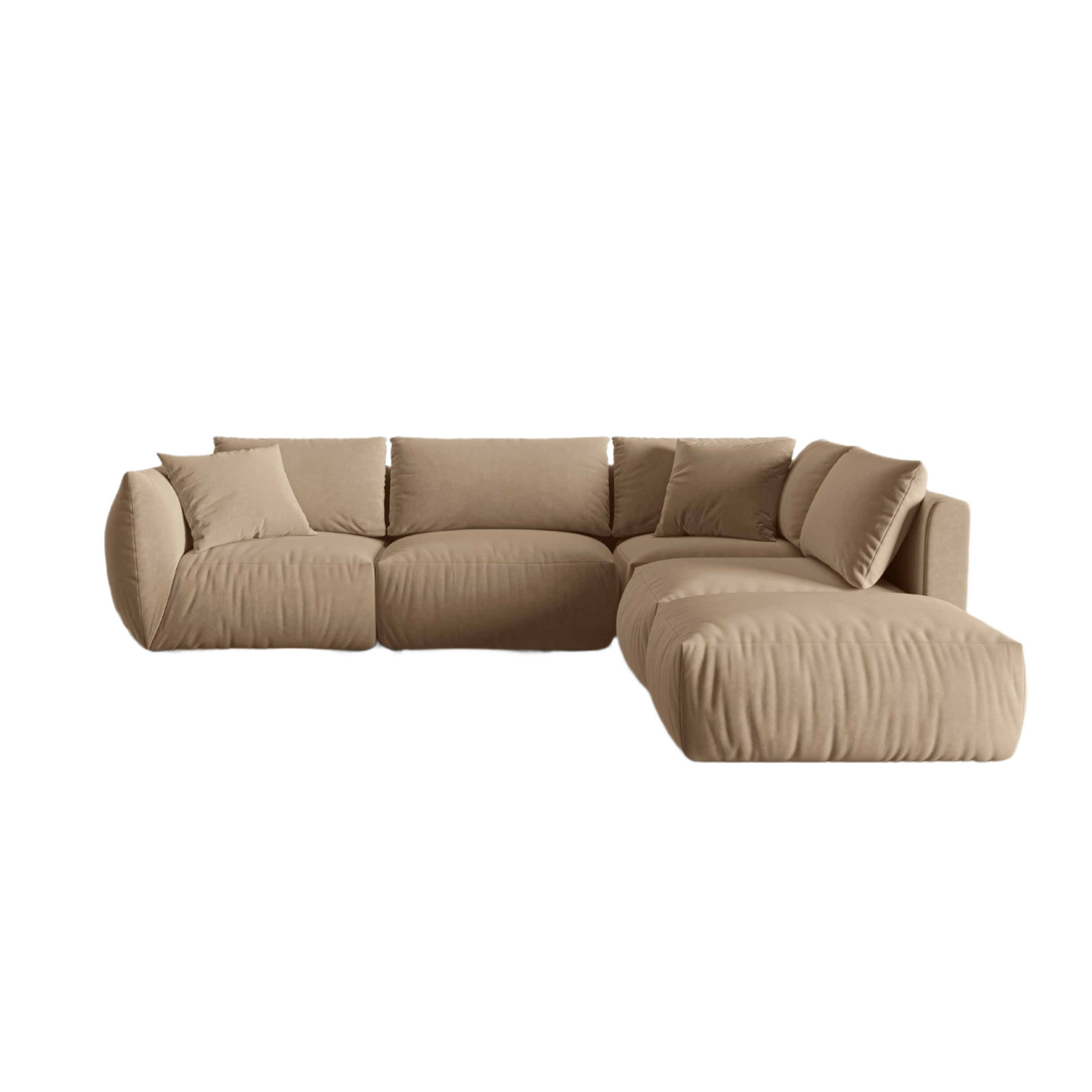 Modulares Samtsofa für 4 Personen, rechtsseitig CHRIS, sandfarben