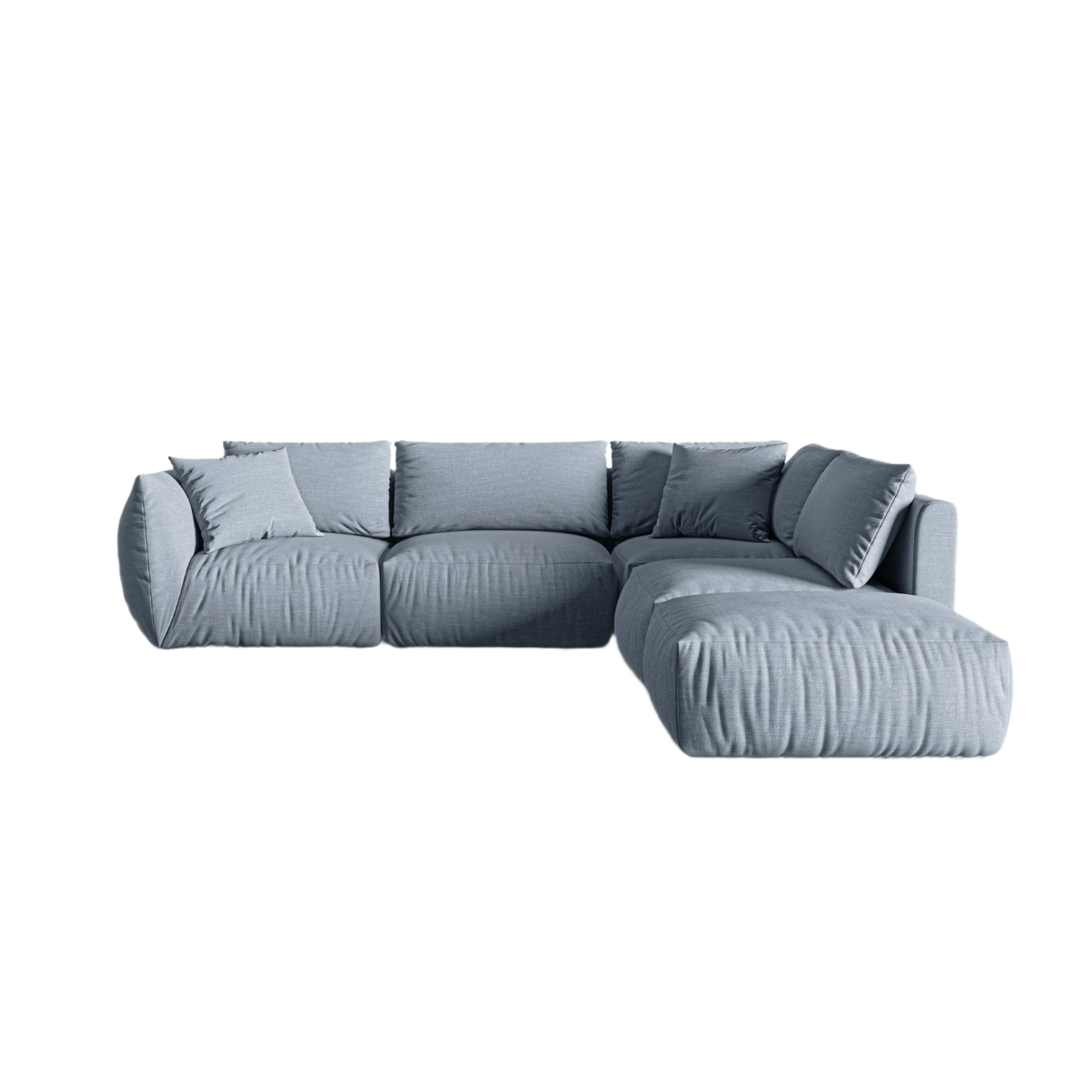 Modulares Ecksofa für 4 Personen rechts CHRIS hellblau Chenille