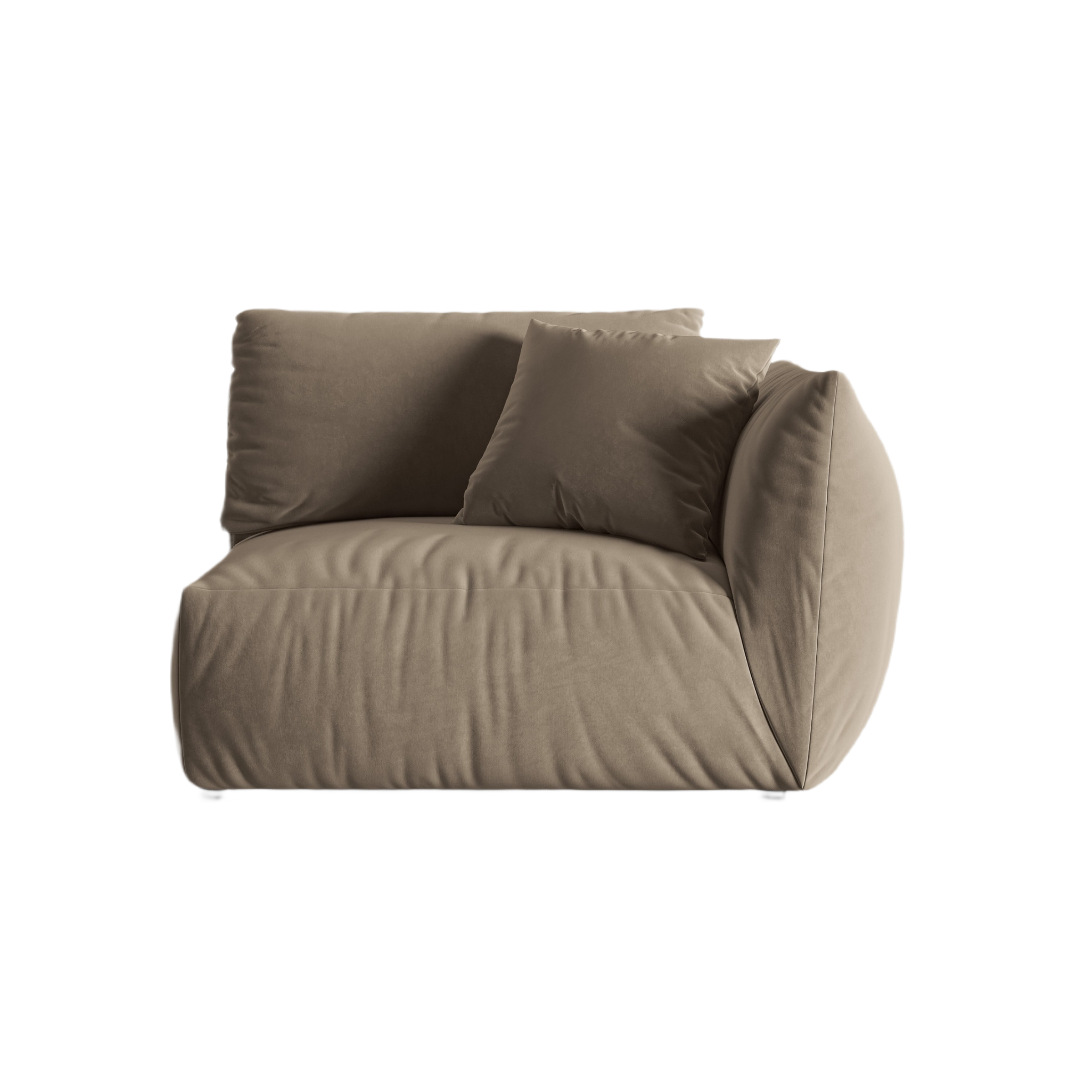 Modulares Samtsofa CHRIS - rechte Element in hellbraun