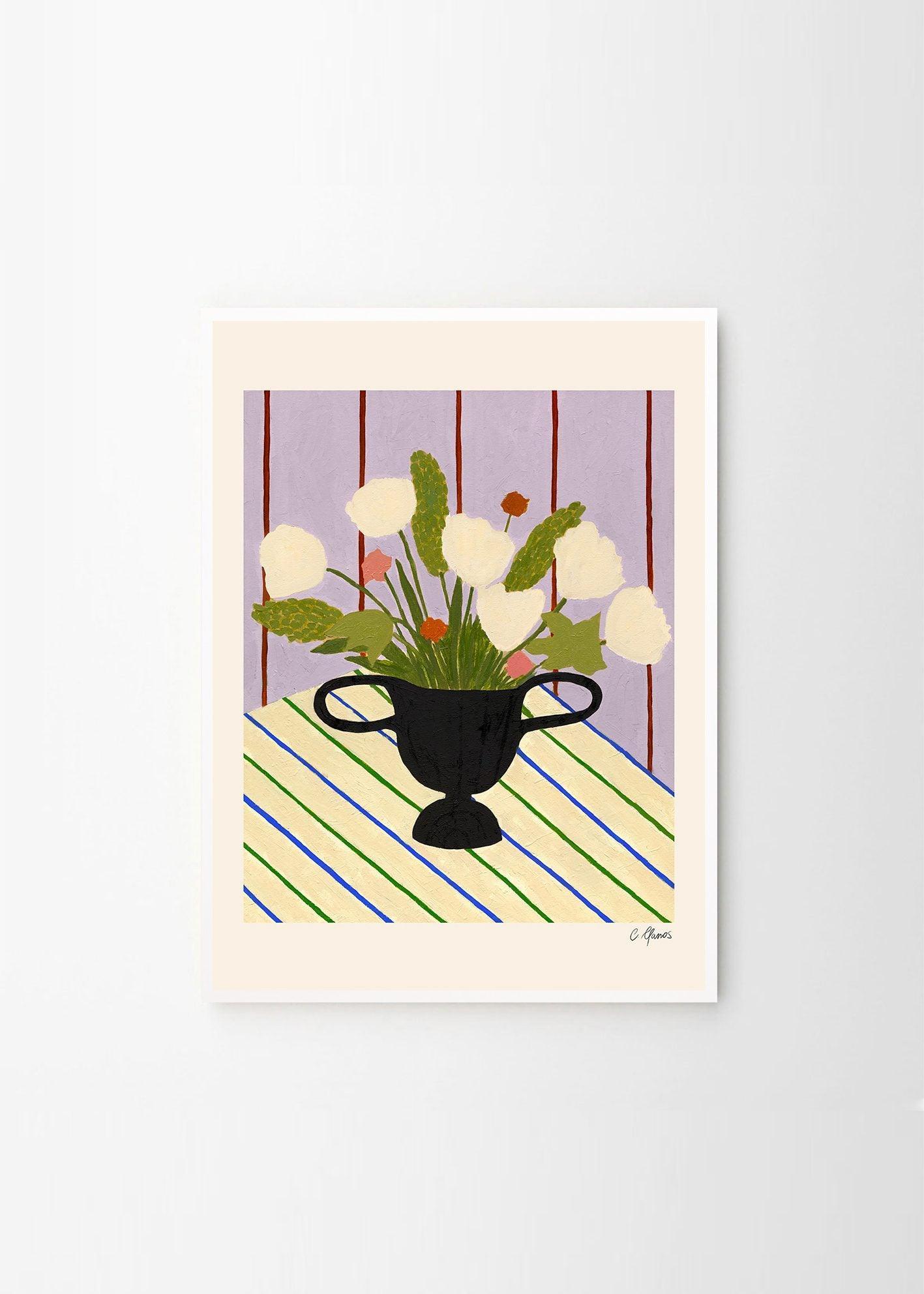 Grafika artystyczna FLOWERS ON STRIPED CLOTH The Poster Club Eye on Design