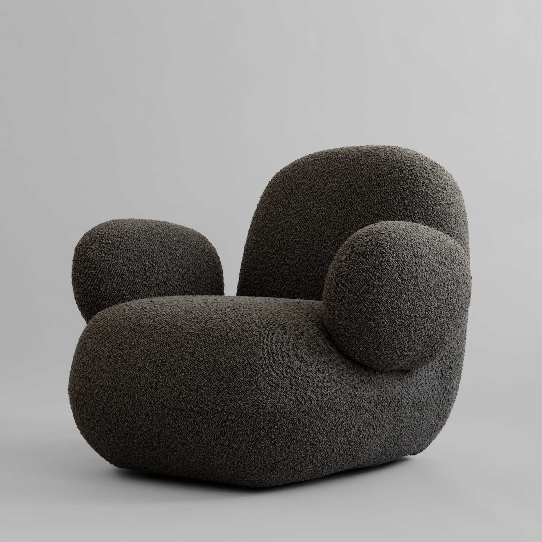 TOE FLAT armchair gray-brown bouclé