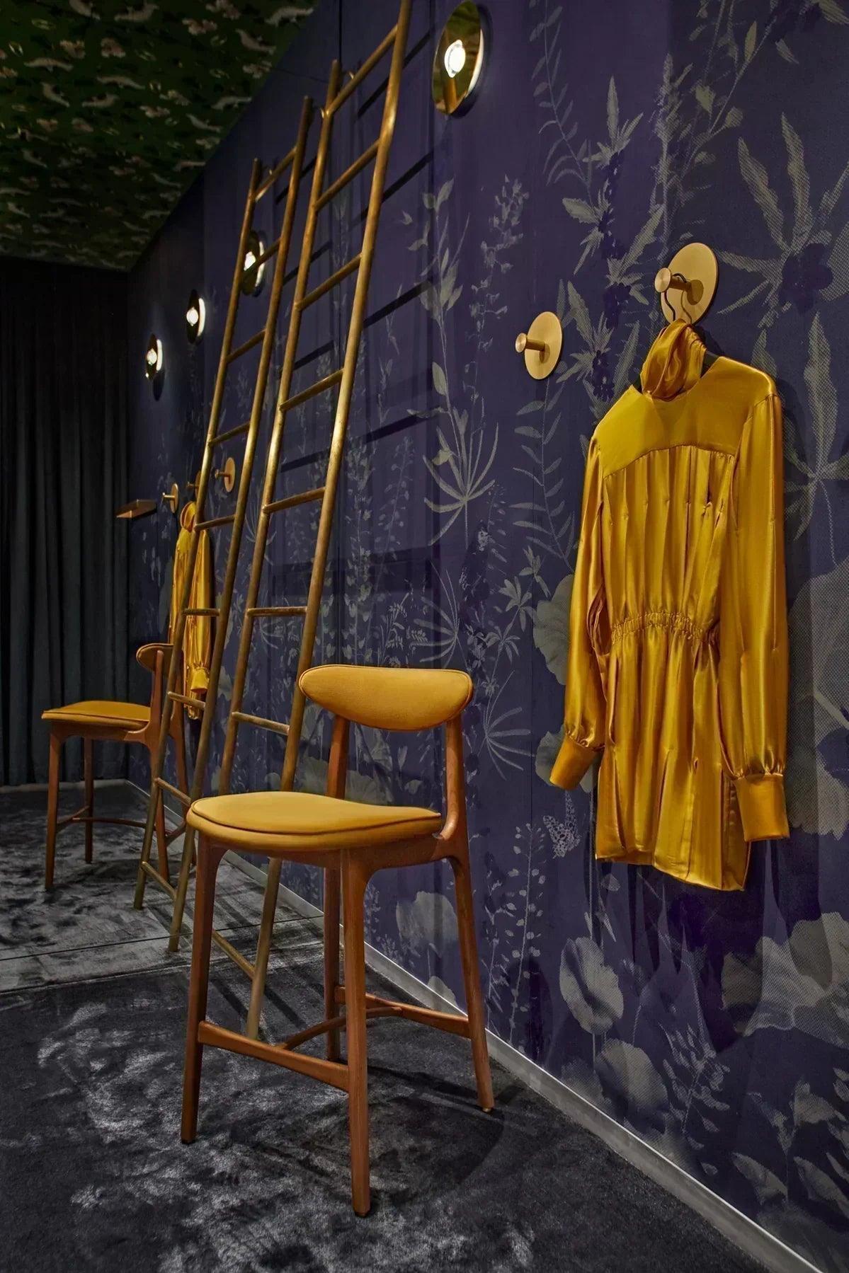 Krzesło barowe 200-190 żółty w tkaninie Wool Mustard 366 concept Eye on Design