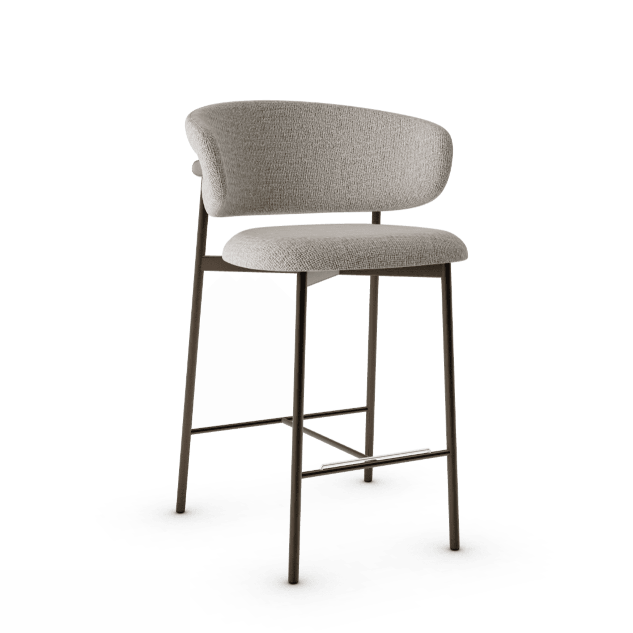Krzesło barowe OLEANDRO boucle beżowy z metalową podstawą Calligaris metalowa matowy brąz Eye on Design
