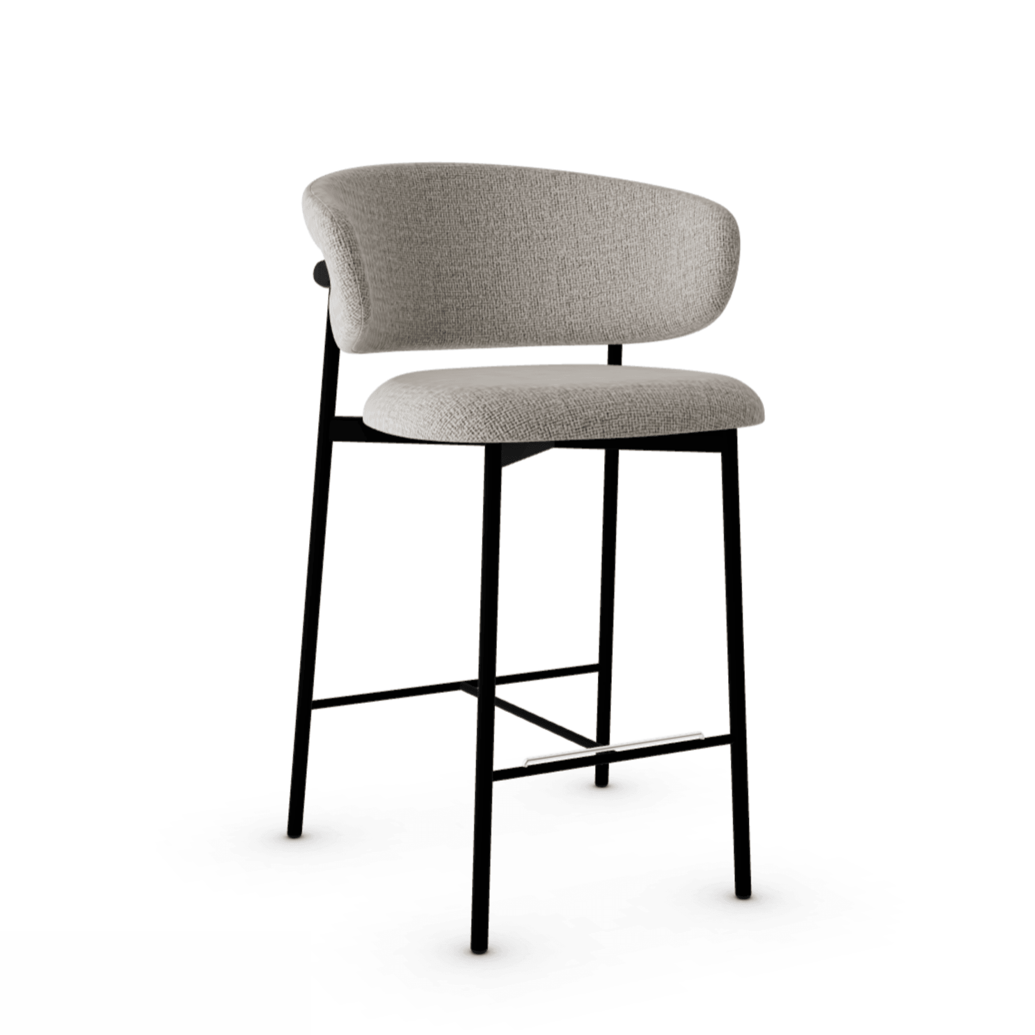 Krzesło barowe OLEANDRO boucle beżowy z metalową podstawą Calligaris metalowa matowa czerń Eye on Design