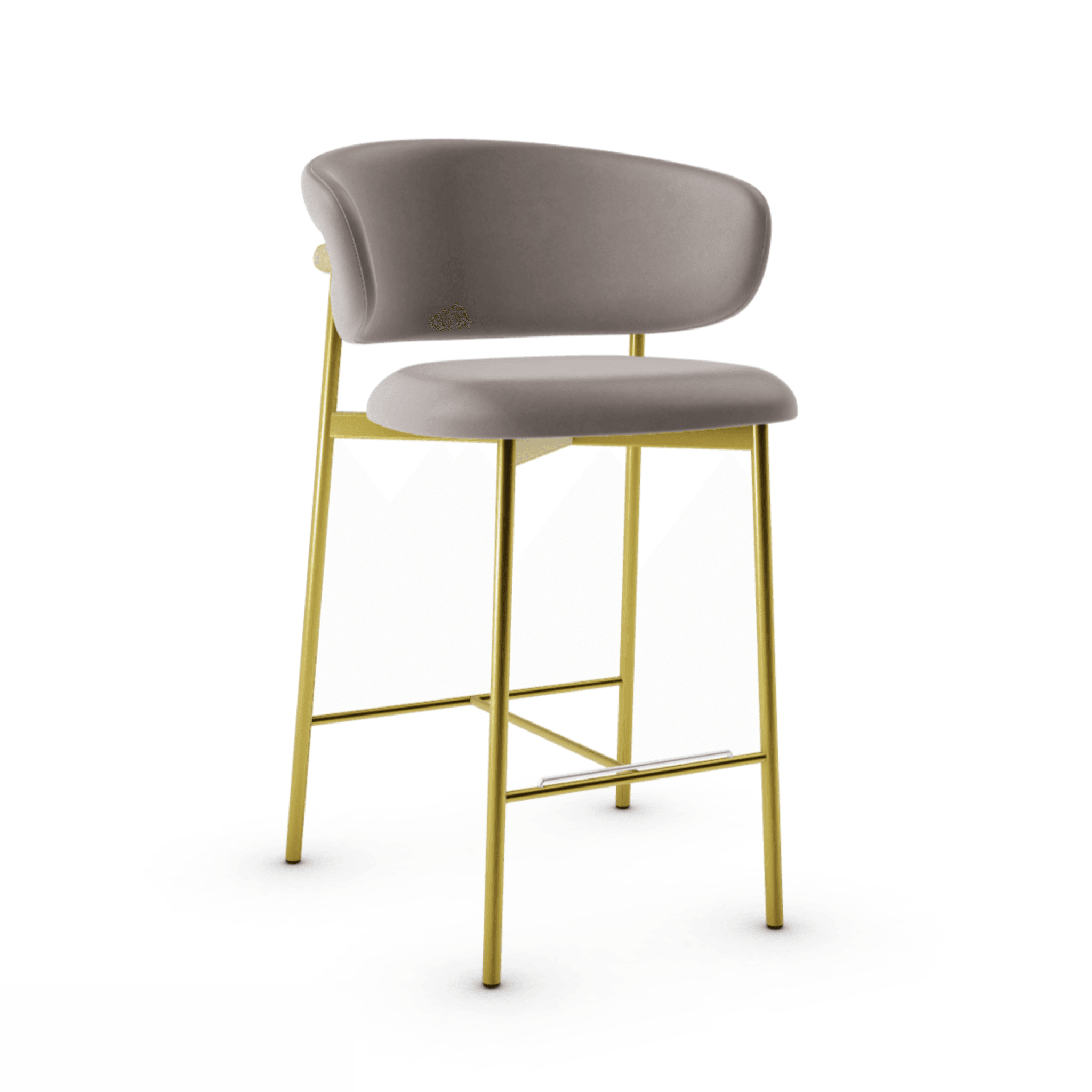Krzesło barowe OLEANDRO ciemnobeżowa ekoskóra z metalową podstawą Calligaris metalowa polerowany mosiądz Eye on Design