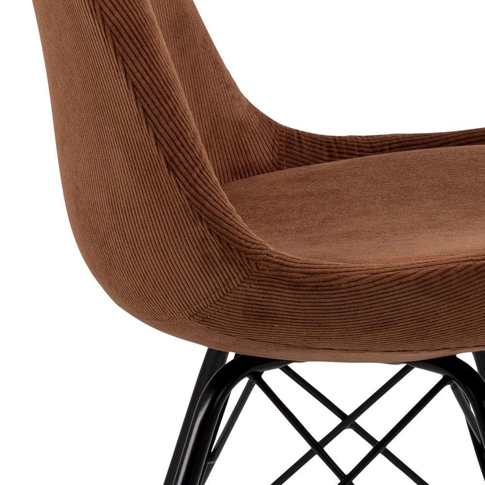 Krzesło NILS miedziany sztruksowy z czarną podstawą Home Essentials Eye on Design